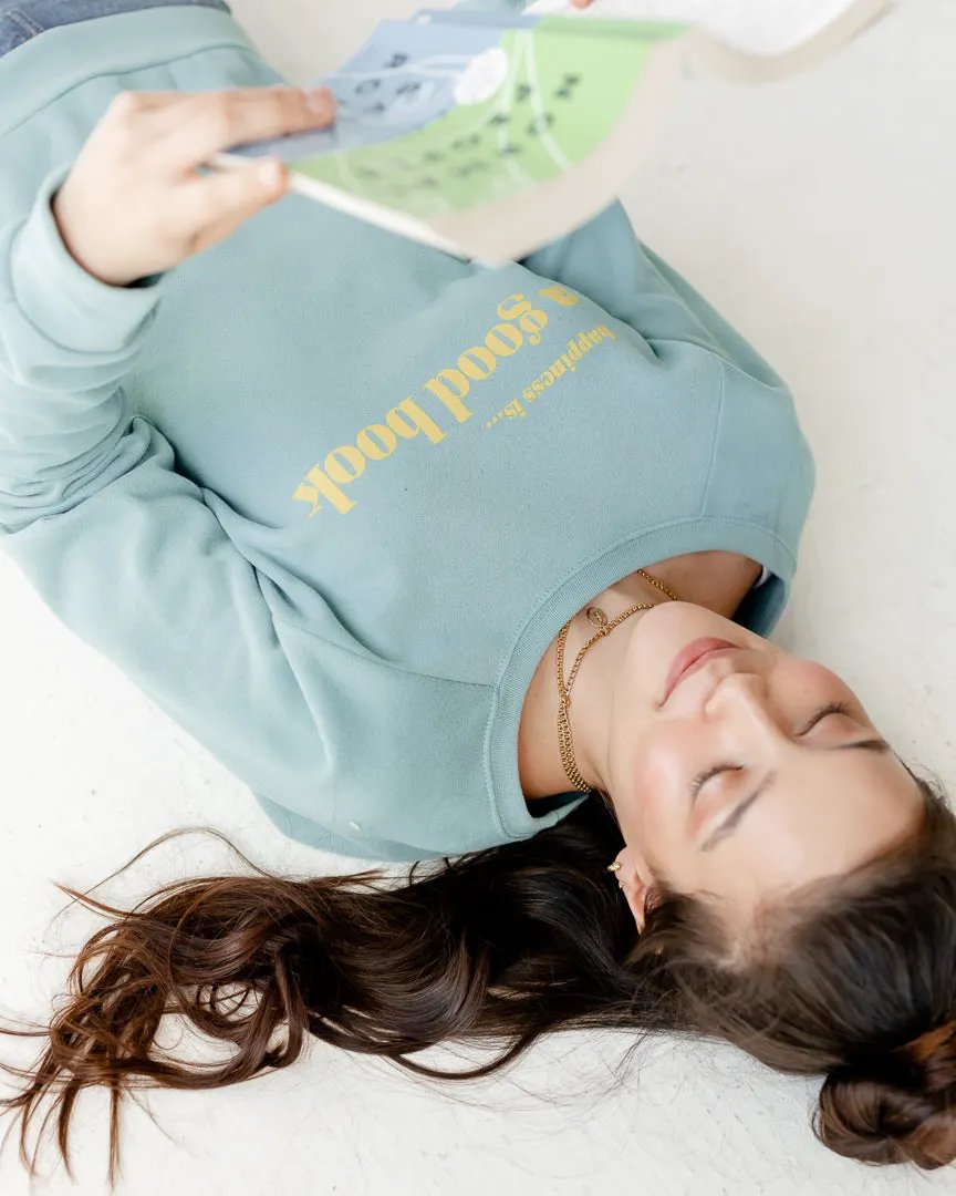 Women's Good Book Crew Sweatshirt, Teal by Books and Reading