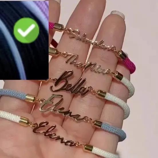 Personalized Colorful Rope Chain Custom Name Bracelet Personalized Adjustable Name Jewelry For Girls by Maiden-Art