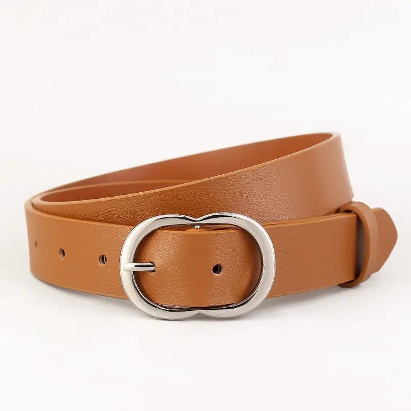 Skinny Belt with Oval Buckle by Trendsi