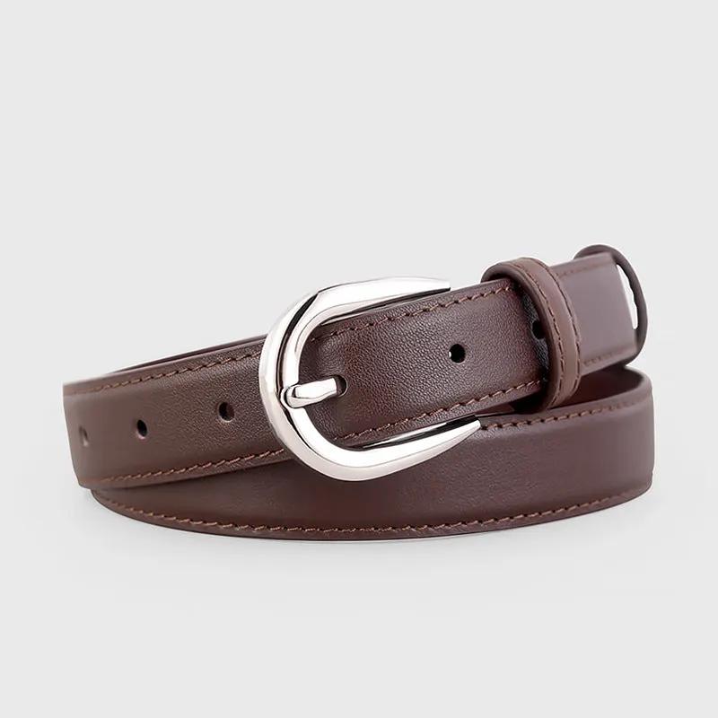 Buckle Skinny Leather Belt by Trendsi