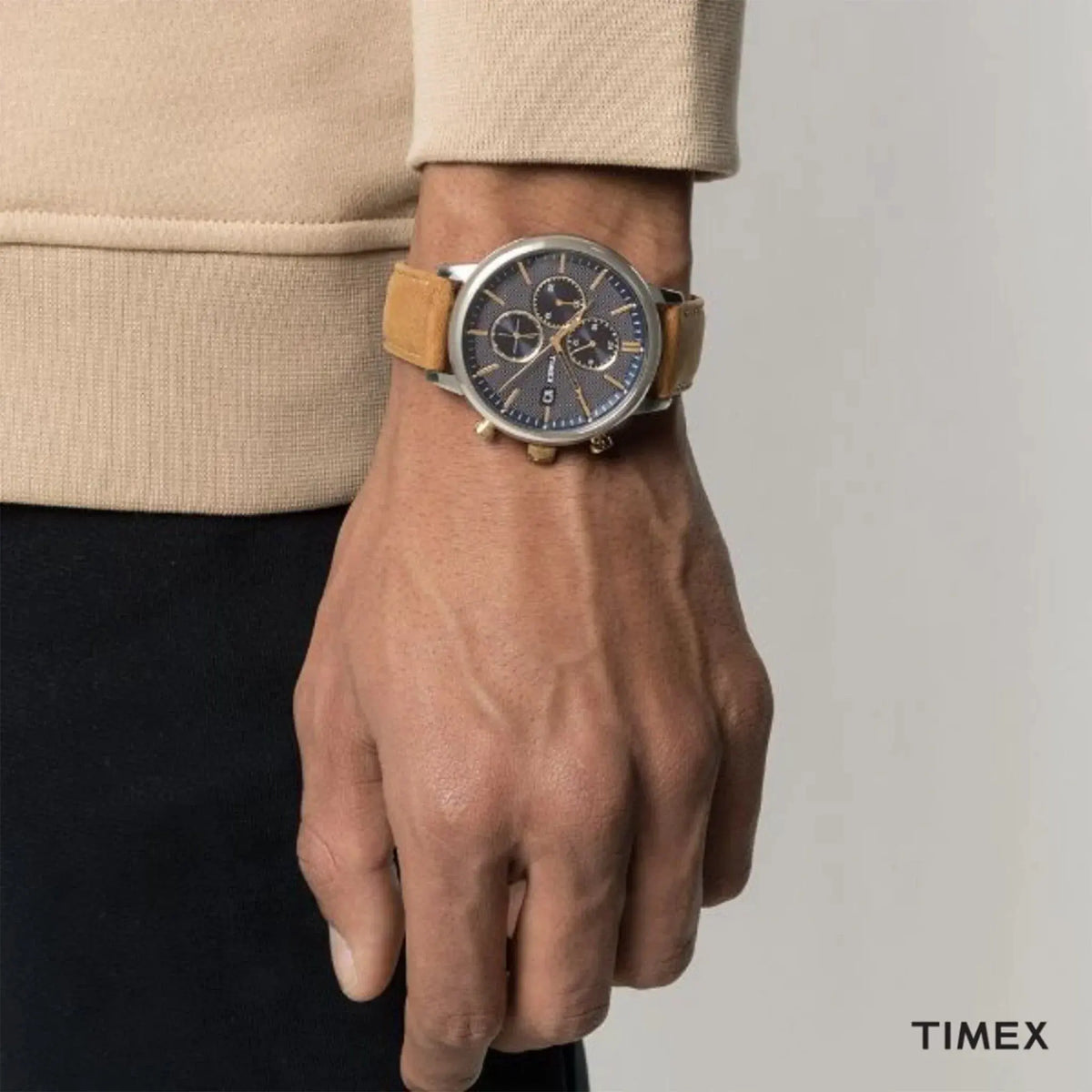 Timex Men's Brass Watch, Blue Dial & Tan Leather | Tw2u39000 by TIMEX