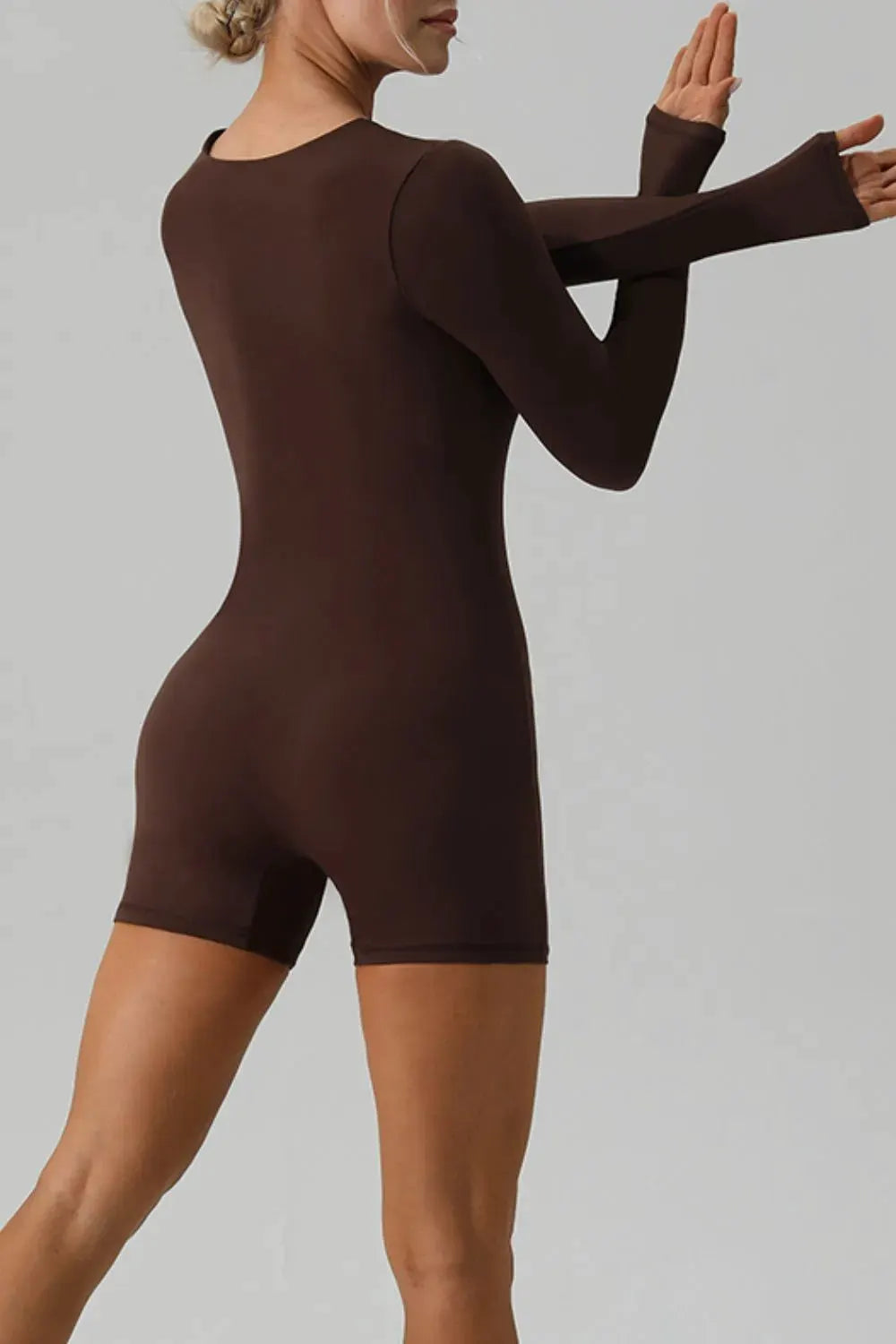 Square Neck Long Sleeve Active Romper by Partner Label