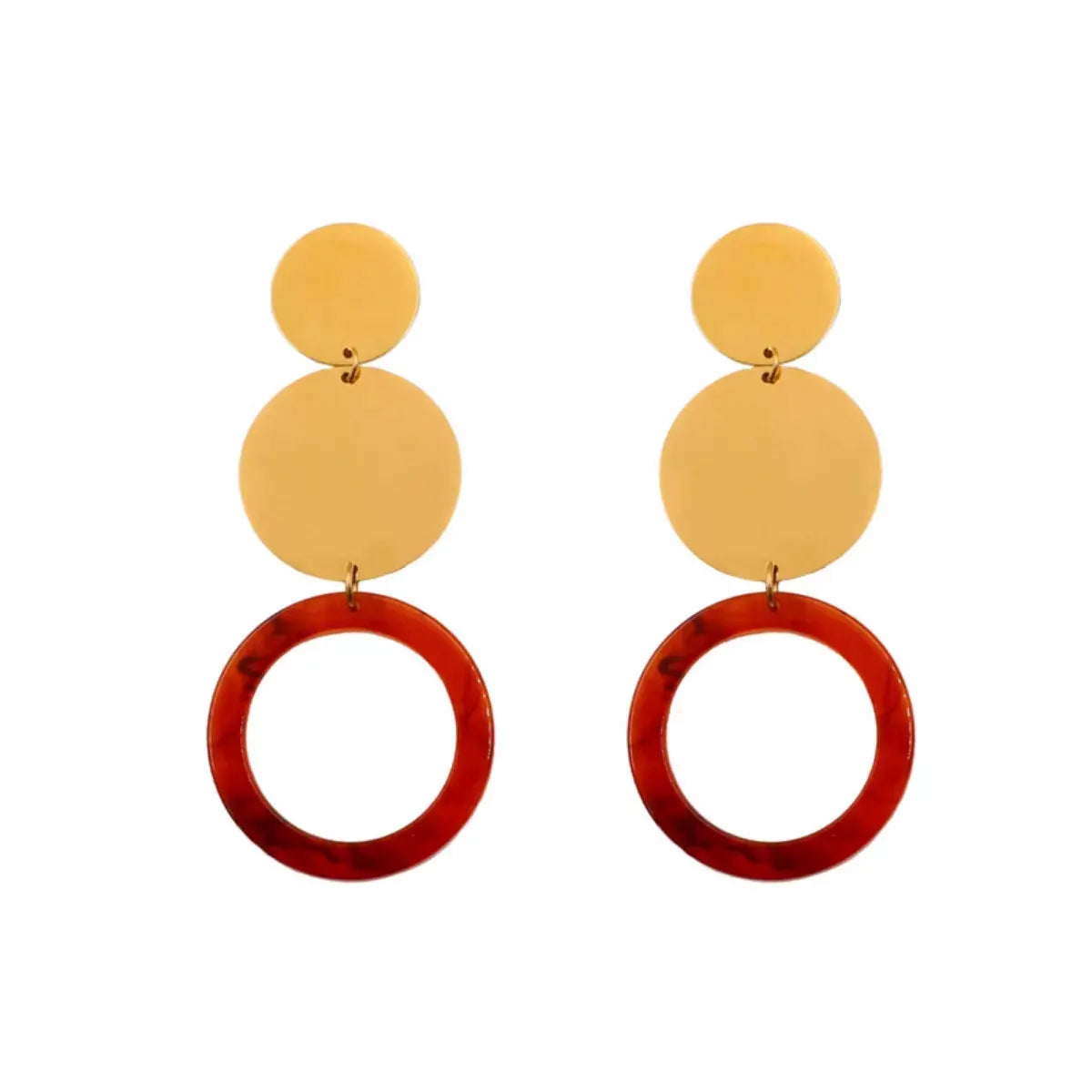 18K Gold-Plated Geometric Circle Dangle Earrings by Partner Label