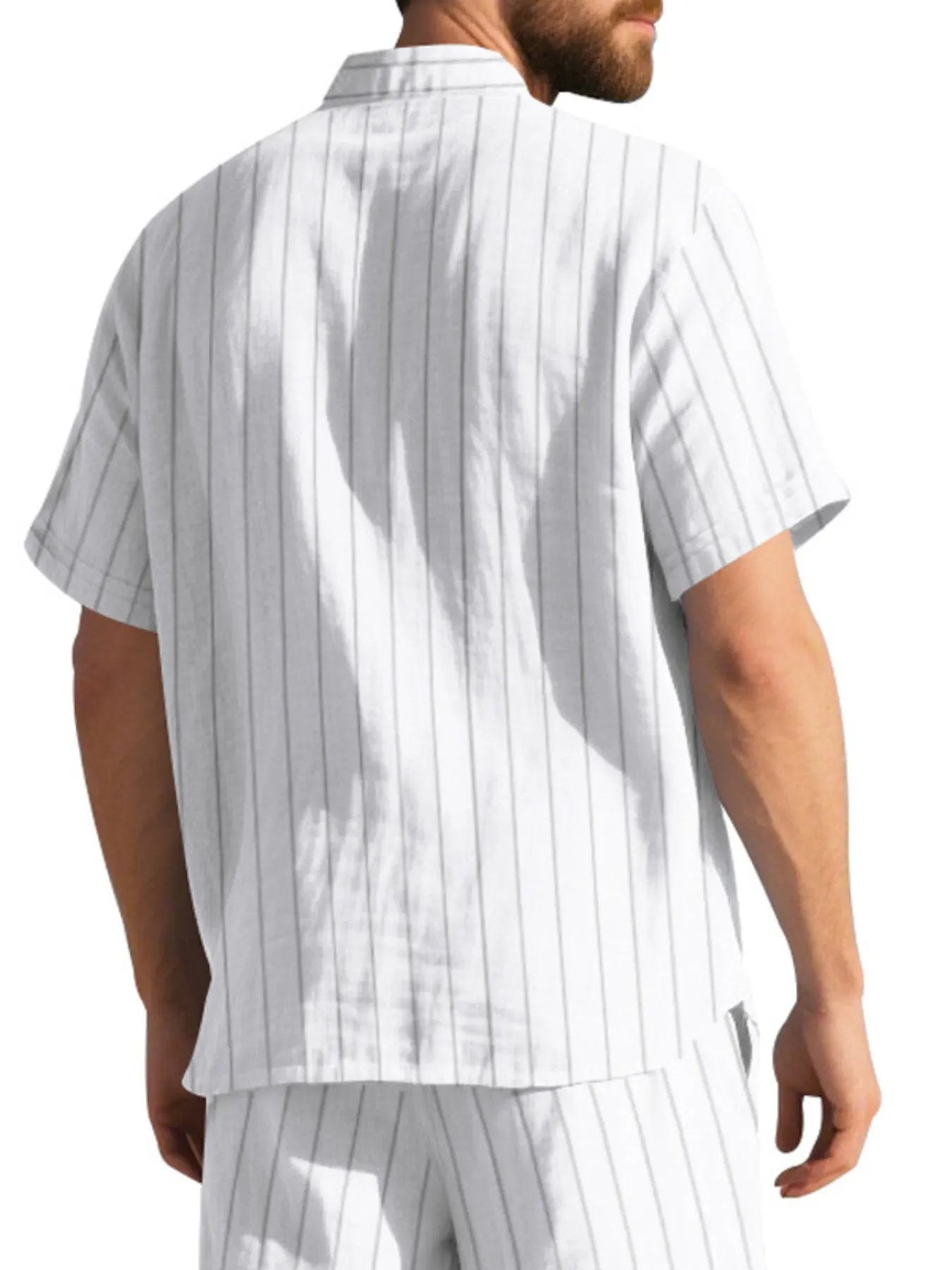 Men's Full Size Casual Striped Short Sleeve Shirt Plus Size by Trendsi