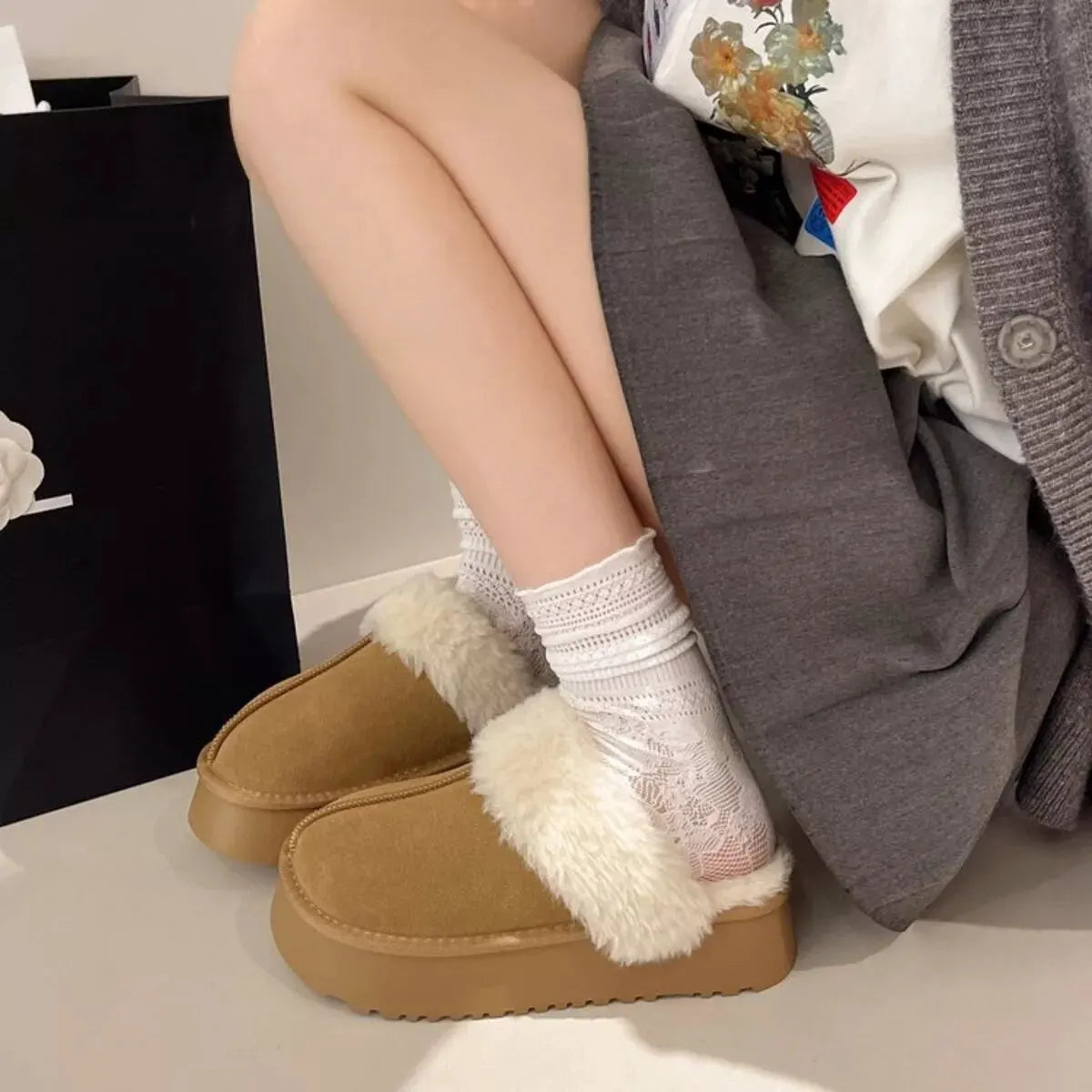 Round Toe Platform Slippers by Partnel Label