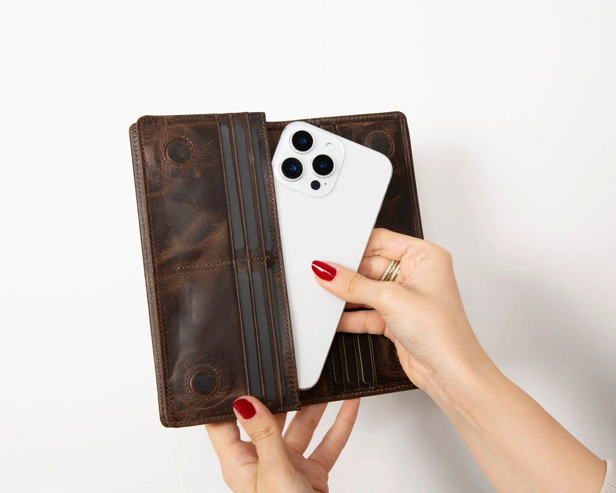 Sedona Leather Unisex Wallet – Genuine Leather Wallet with Phone Pocket & Card Organizer by TORONATA