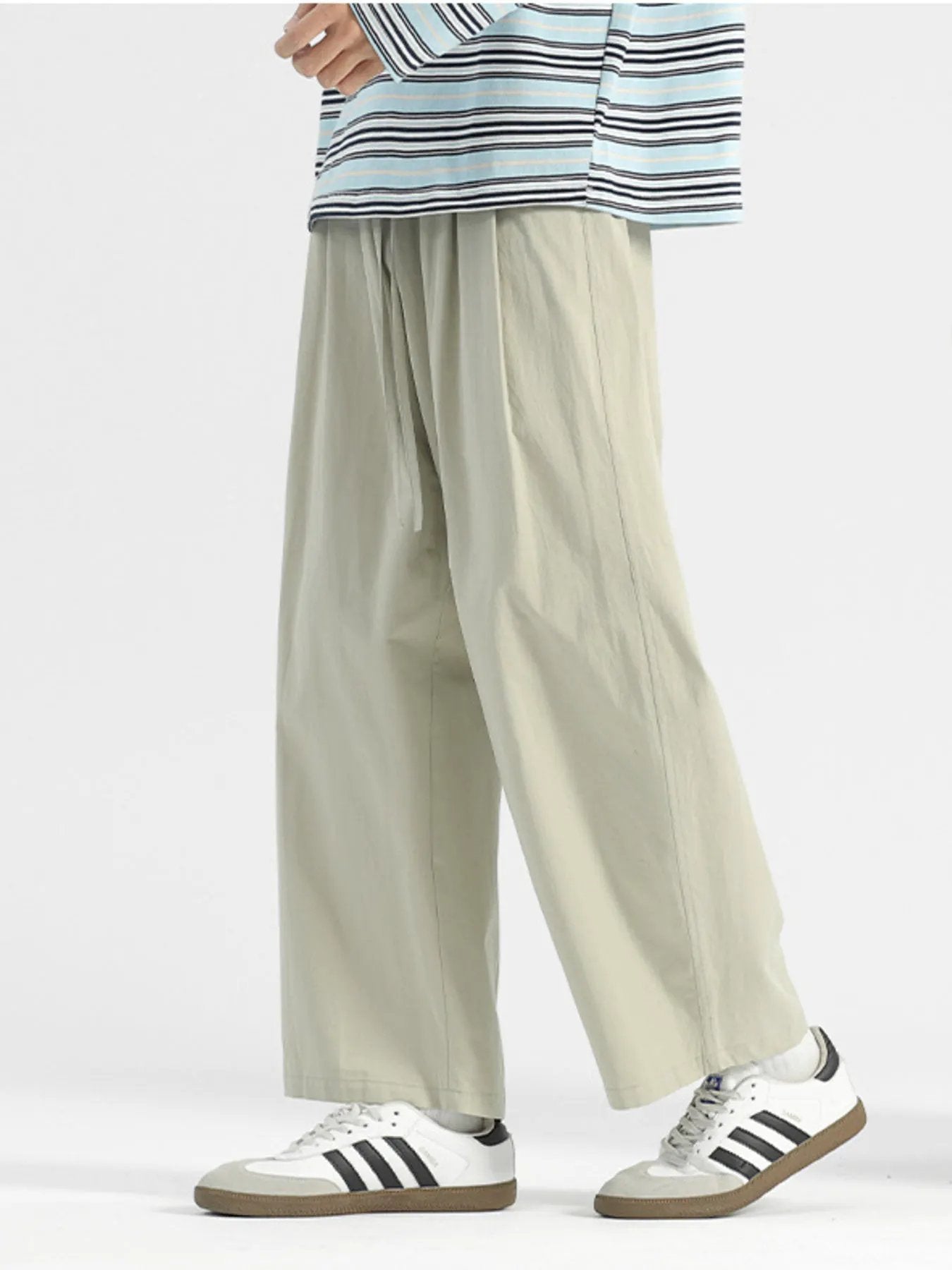 Men's Plus Size Wide Leg Drawstring Casual Pants by Partner Label