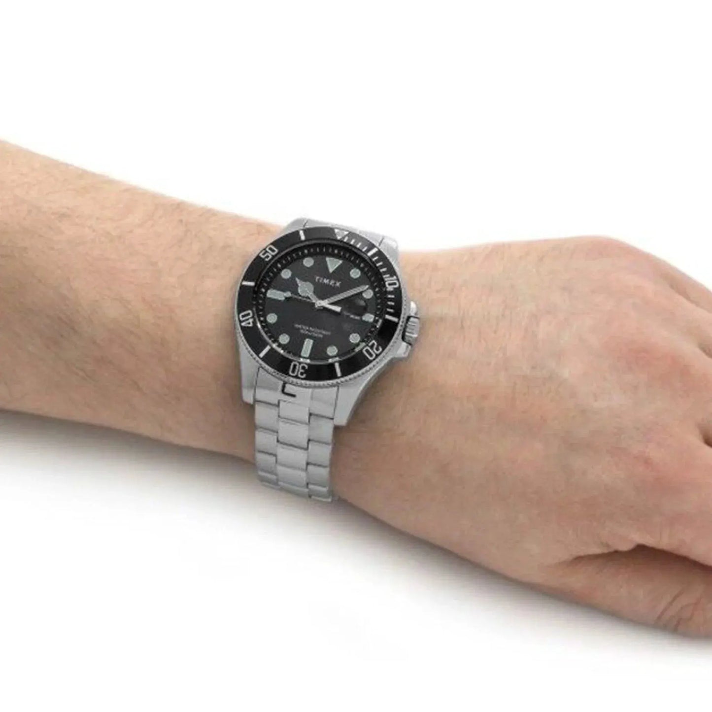 Timex Men's Silver Stainless Steel Watch, Black Dial | Tw2u41800 by TIMEX