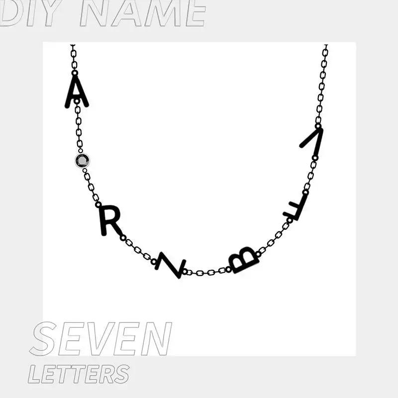 Stainless Steel 26 English Letter Name Necklace by Maiden-Art