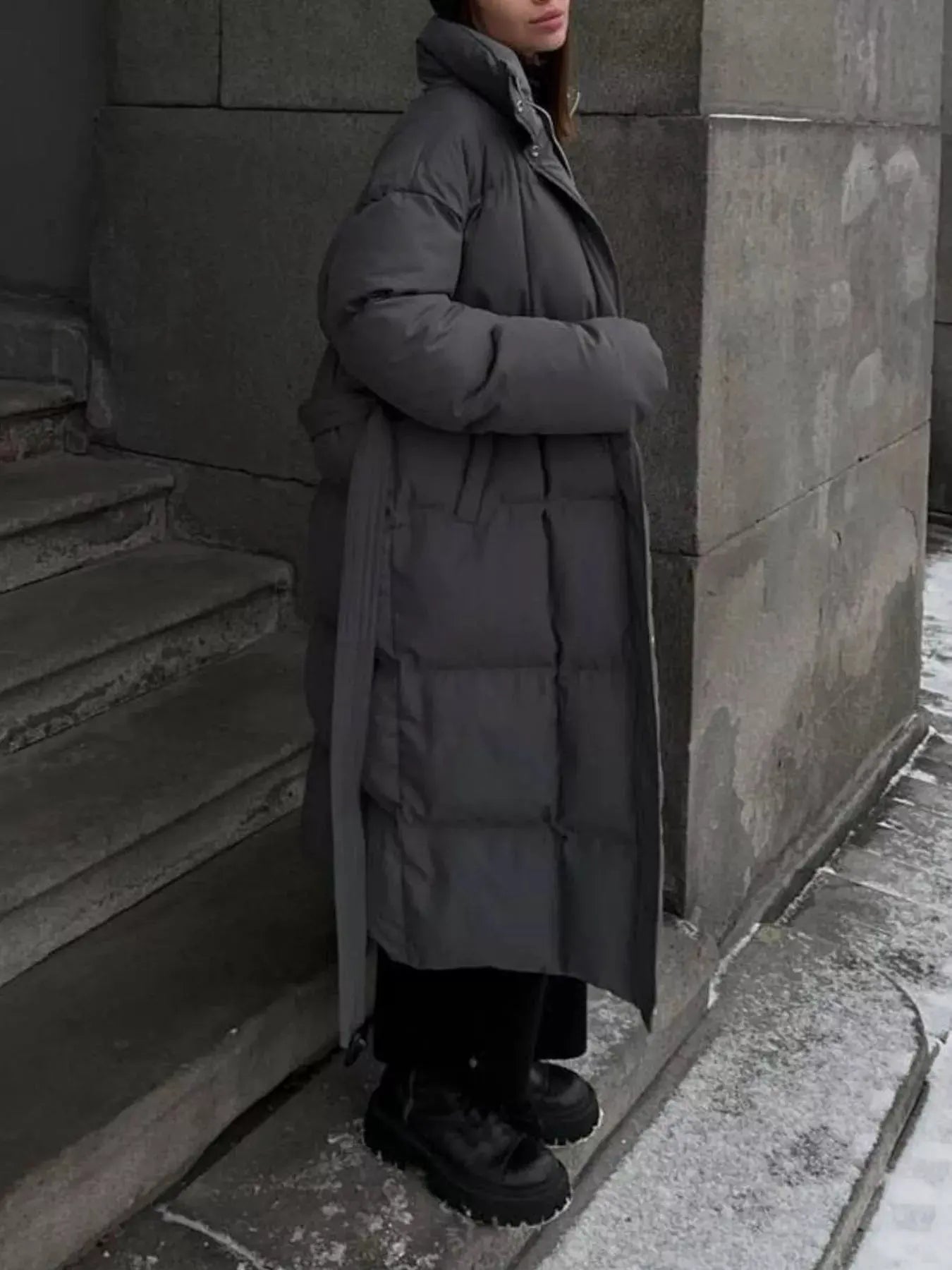 Longline Padded Winter Coat with Belted Waist | Partner Labels Selection by Partner Label