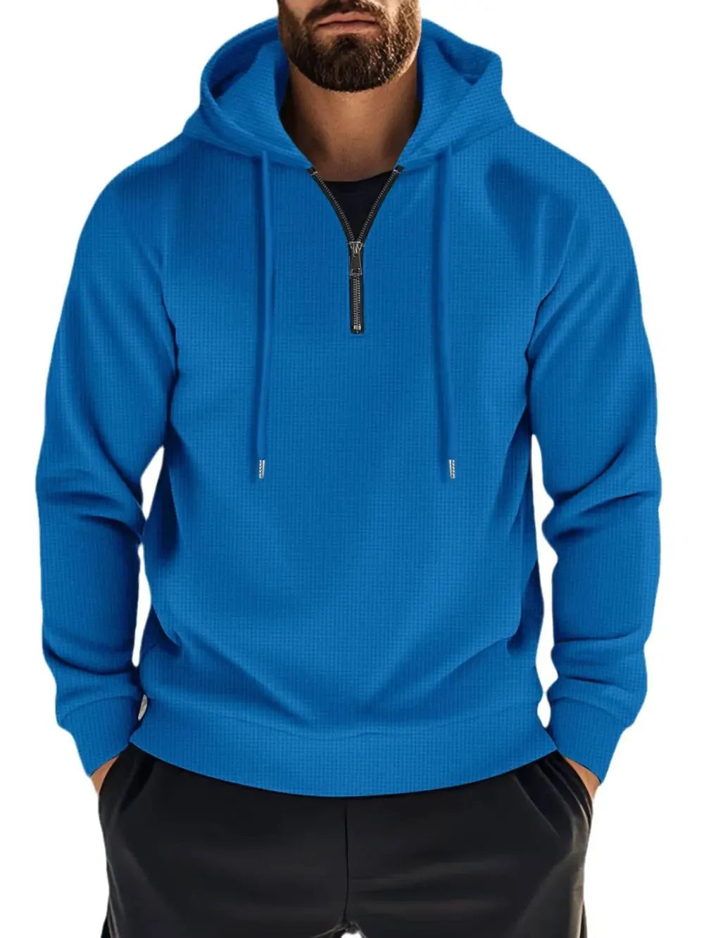 Men's Full Size Quarter Zip Long Sleeve Drawstring Hoodie Plus Size by Partner Label