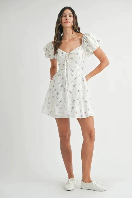 MABLE Floral Print Puff Sleeve Mini Dress by MABLE