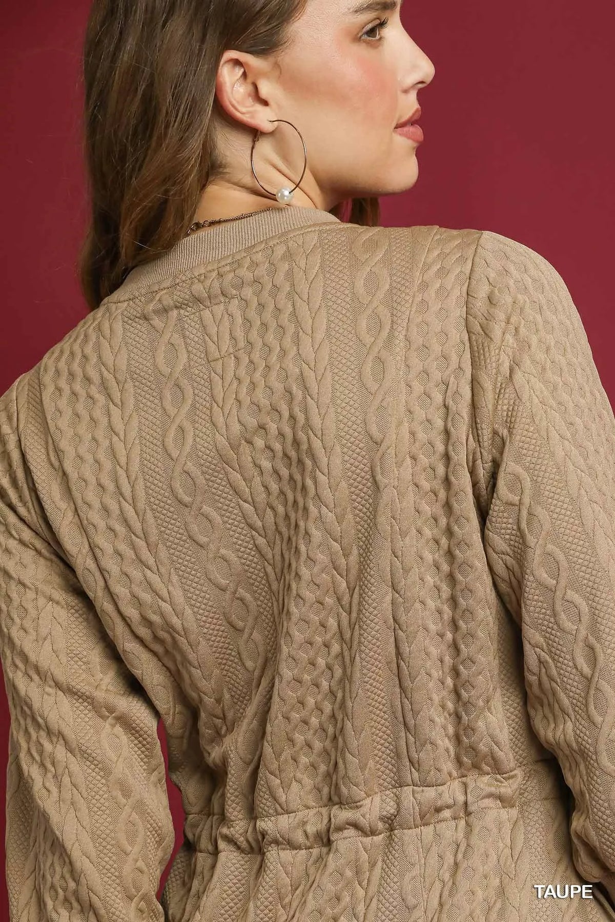 Umgee Drawstring Cable Knit Mini Dress with Pockets by Umgee