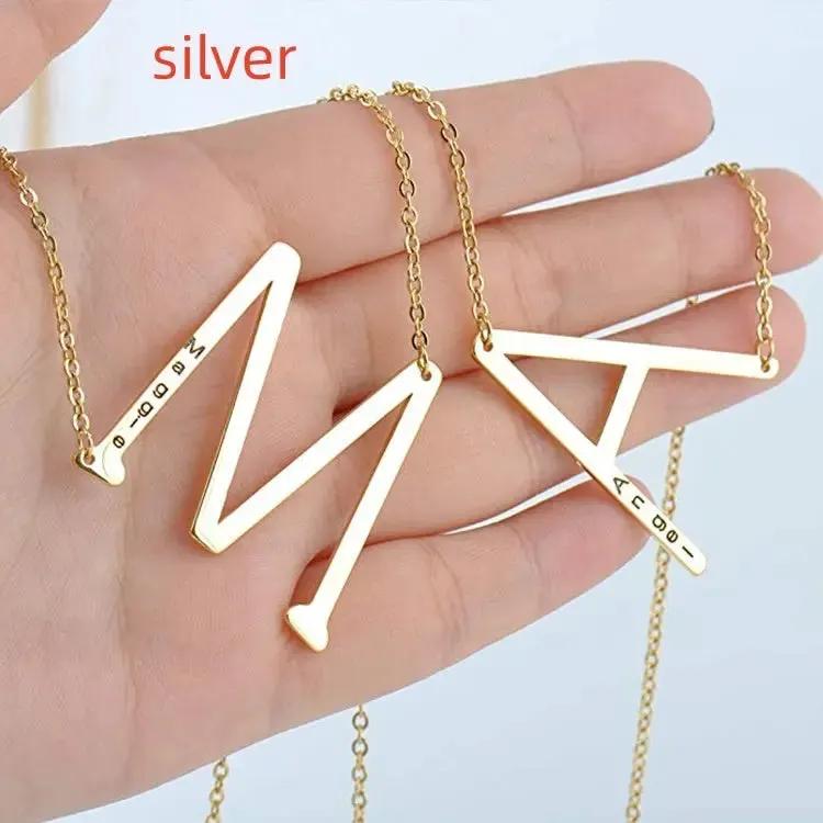 26 English Letter Pendant European Titanium Steel Necklace - Letter Pendant necklace by Maiden-Art