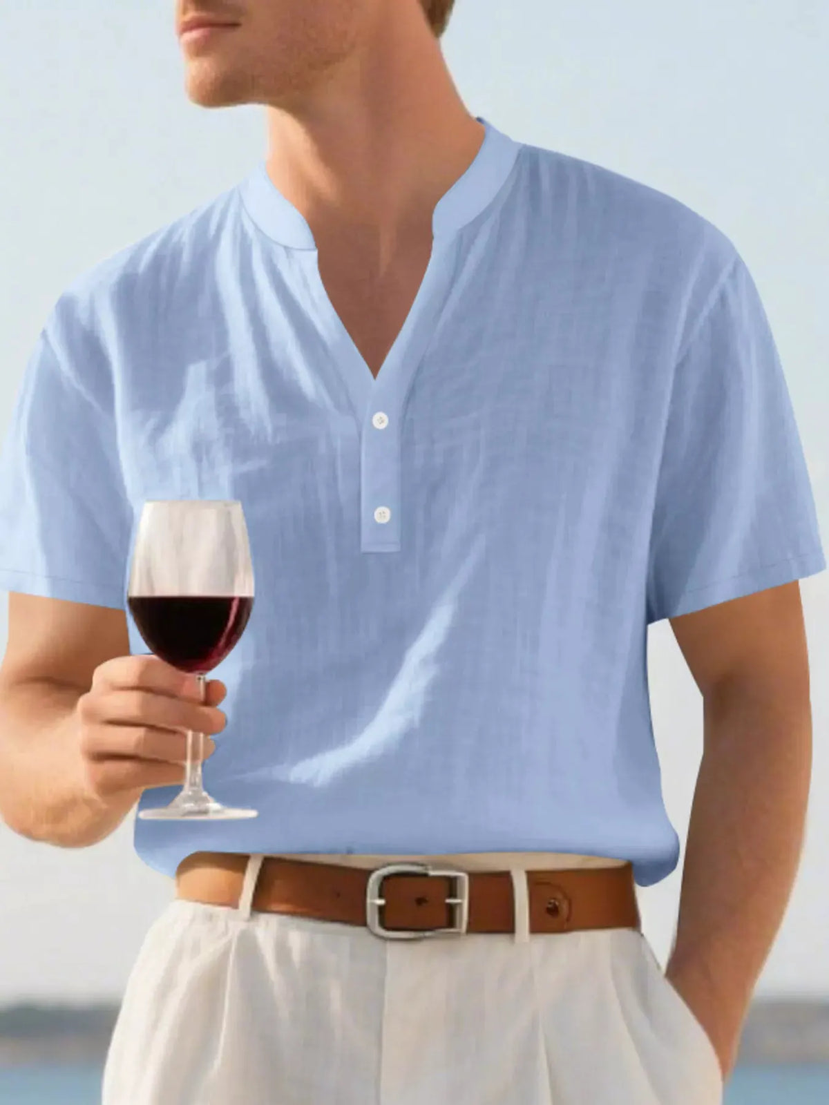 Men's Full Size Casual Linen Blend Short Sleeve Shirt Plus Size by Trendsi
