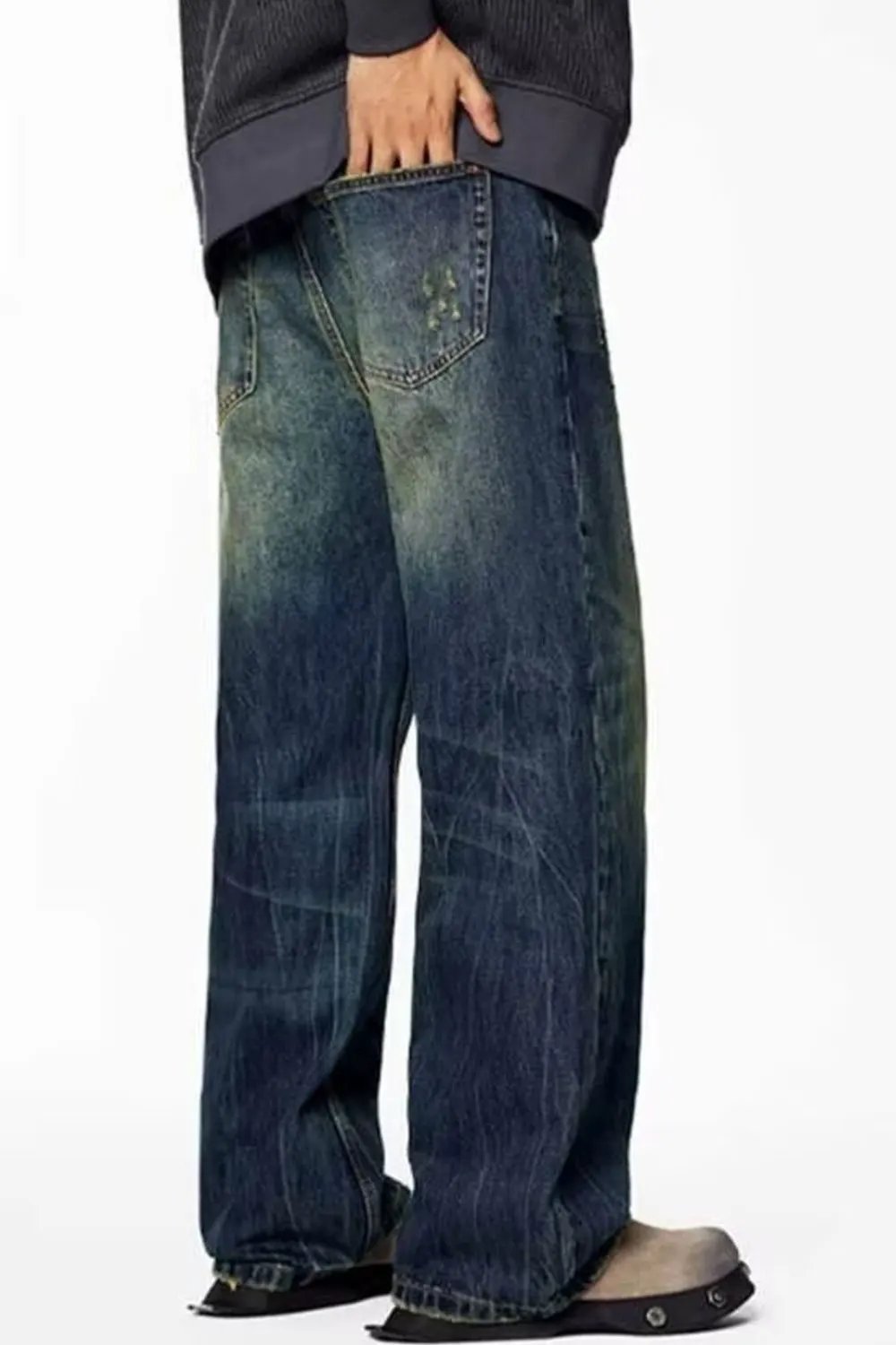 Men's Full Size Wash Wide Leg Jeans Plus Size by Partner Label
