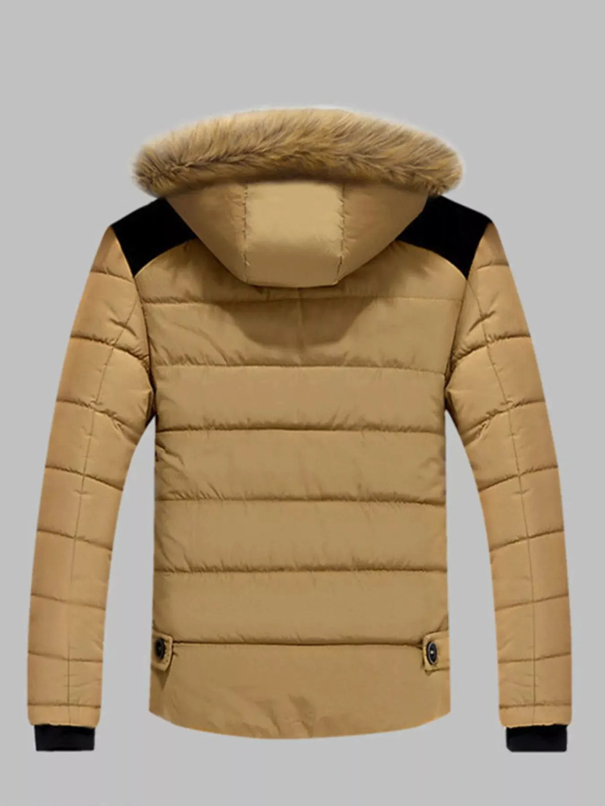 Men's Plus Size Padded Fur Hood Puffer Jacket by Partner Label