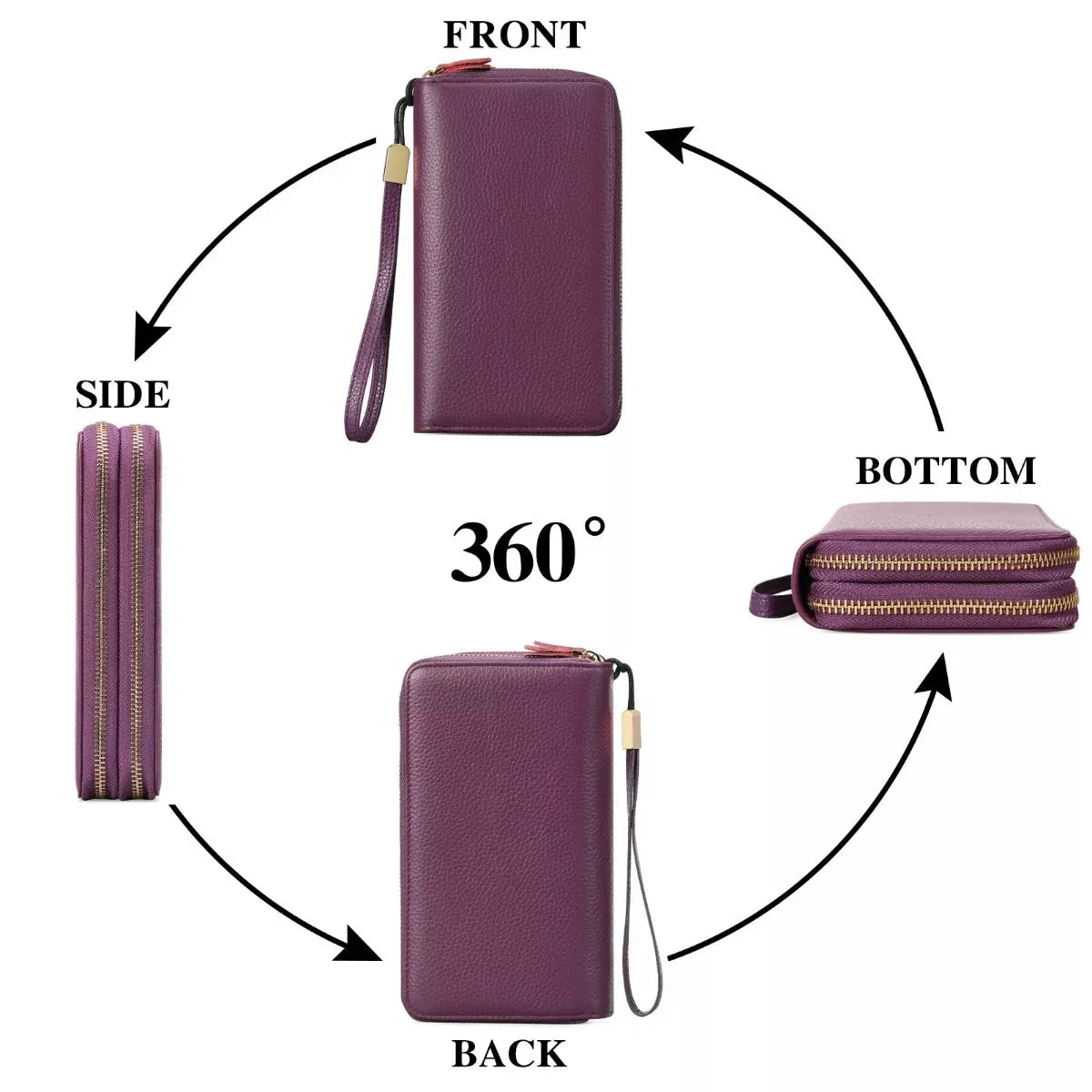 Double Zipper Leather Wallet by Partner Label