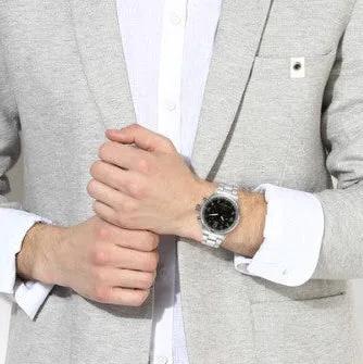 Timex Men's Silver Stainless Steel Watch, Black Dial | Tw2r38400 by TIMEX