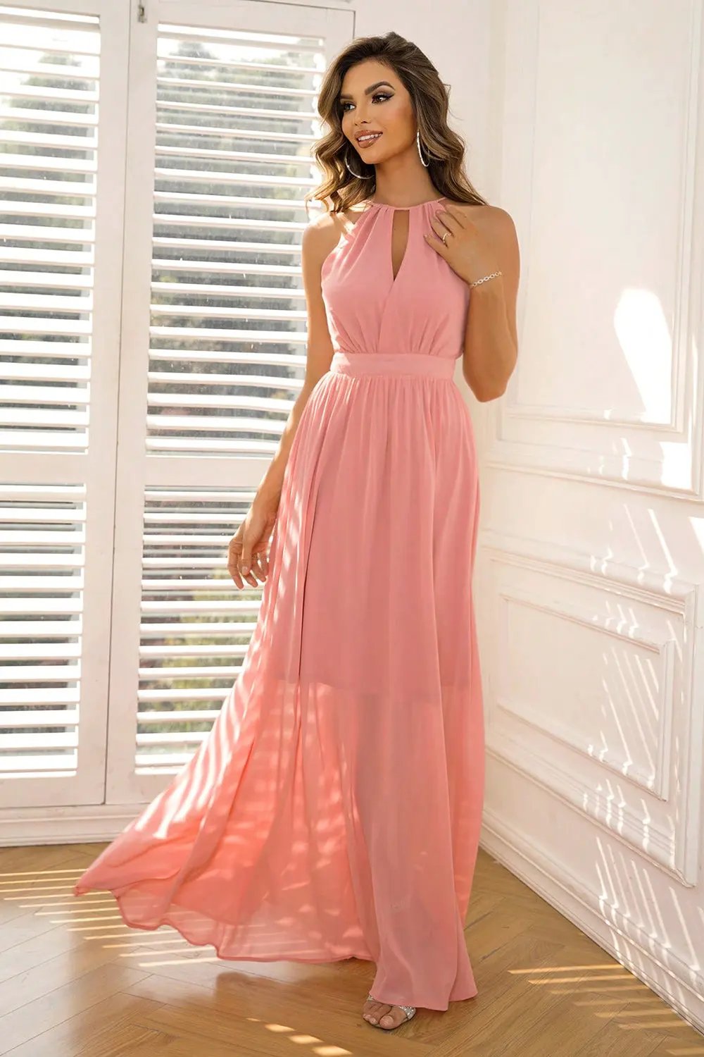 Tied Cutout Sleeveless Maxi Dress by Partner Label