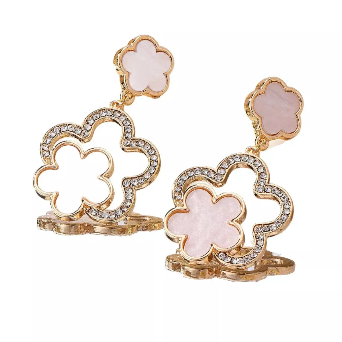 Lucky Clover Dangle Earrings with Rhinestone Accents by Partner Label