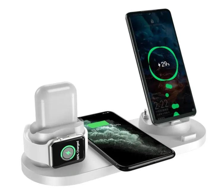 Wireless Charger For IPhone Fast Charger For Phone Fast Charging Pad For Phone Watch 6 In 1 Charging Dock Station by Maiden-Art