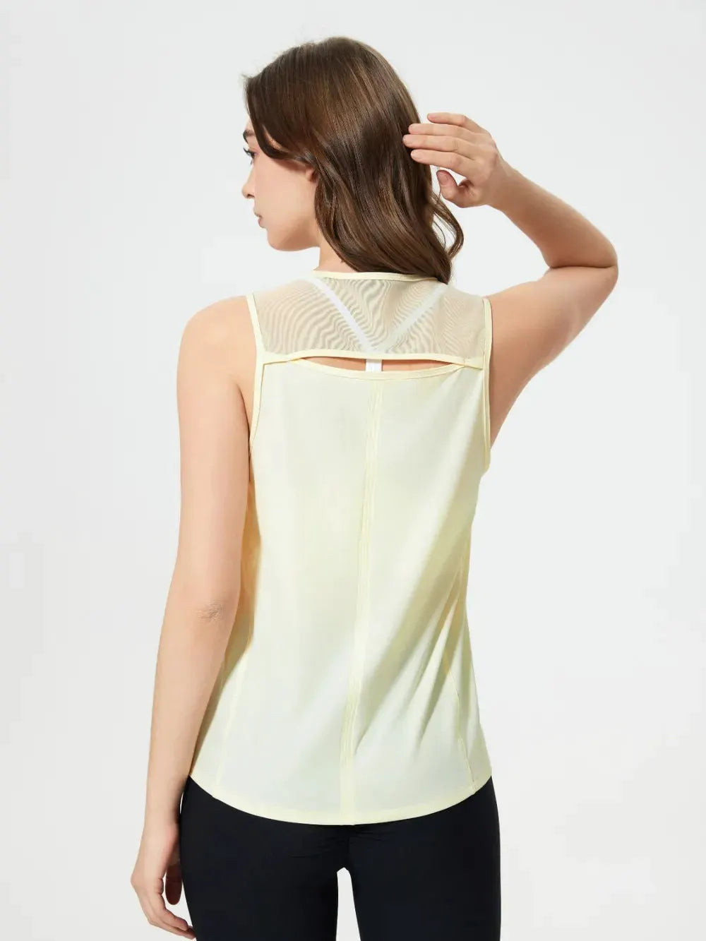 Millennia Cutout Back Round Neck Active Tank by Millennia