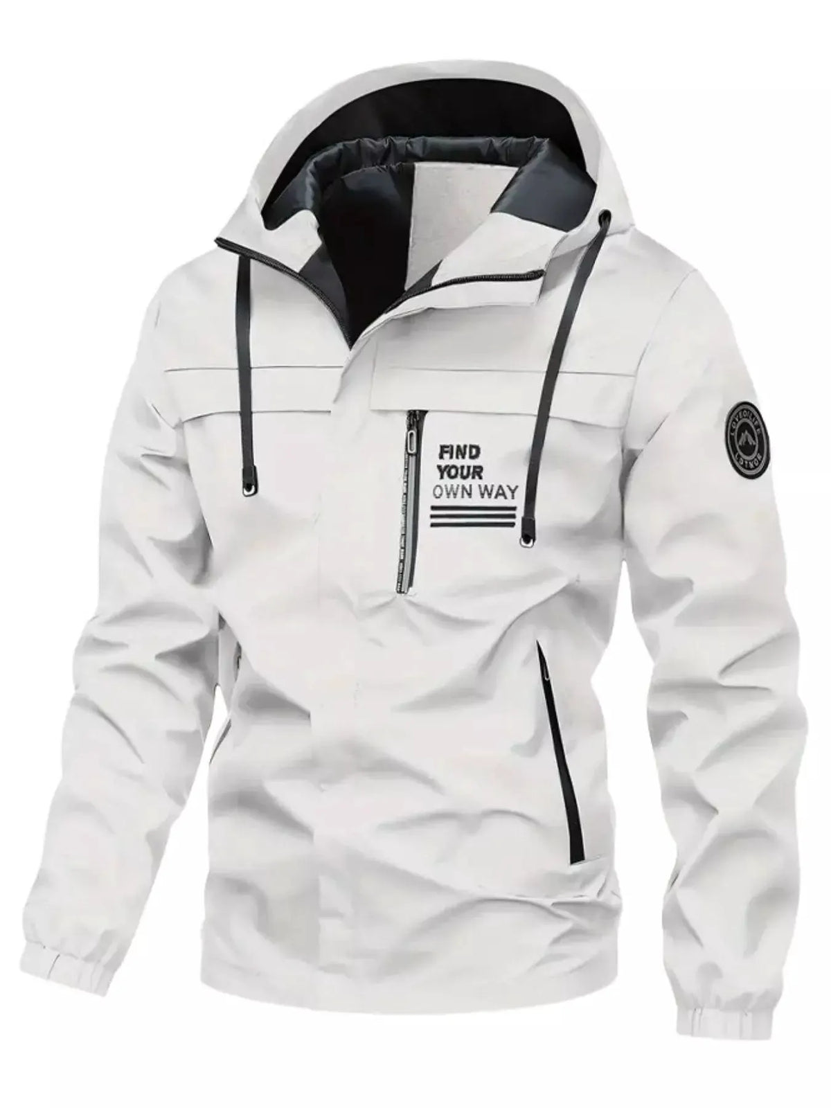Men's Plus Size Hooded Outdoor Windproof Jacket by Partner Label