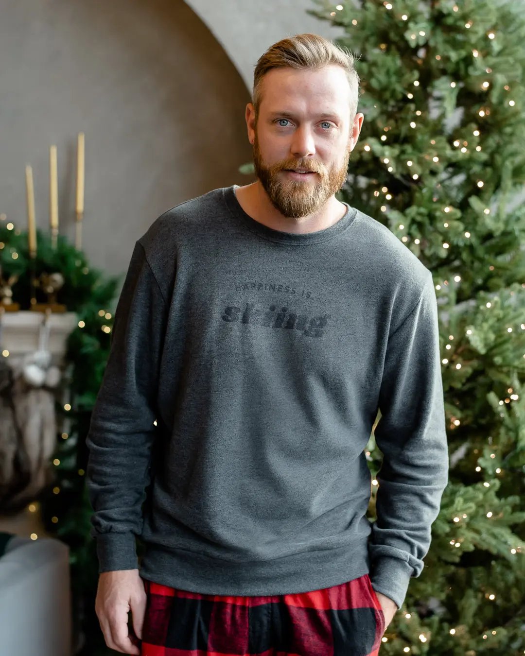 Men's Skiing Crew Sweatshirt, Charcoal by Alpine Collection