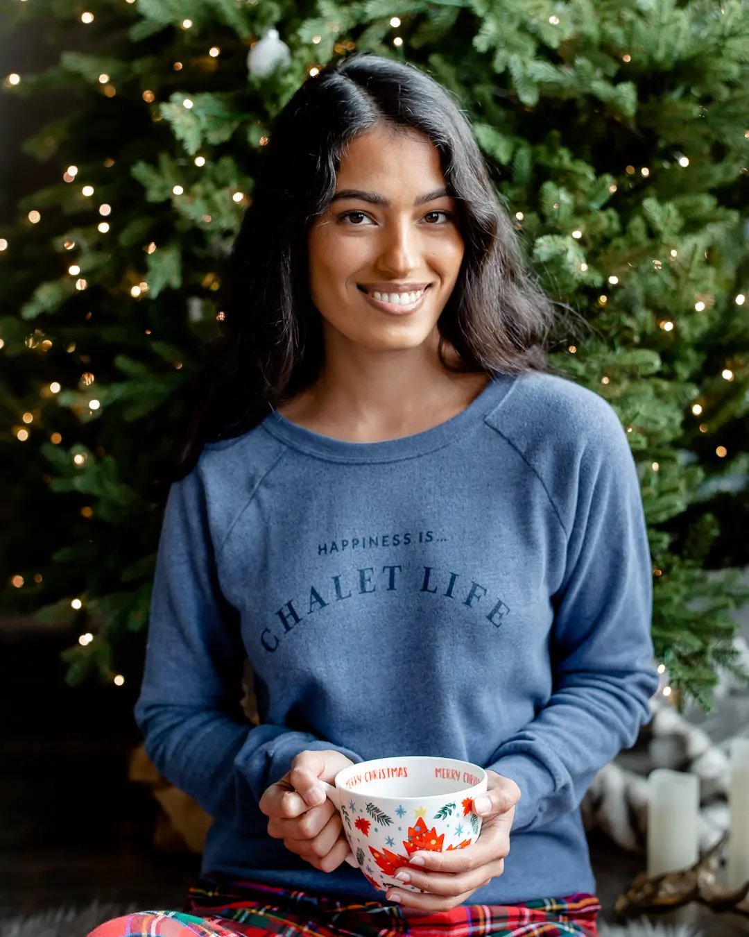 Women's Chalet Crew Sweatshirt, Heather Navy by Life Collection