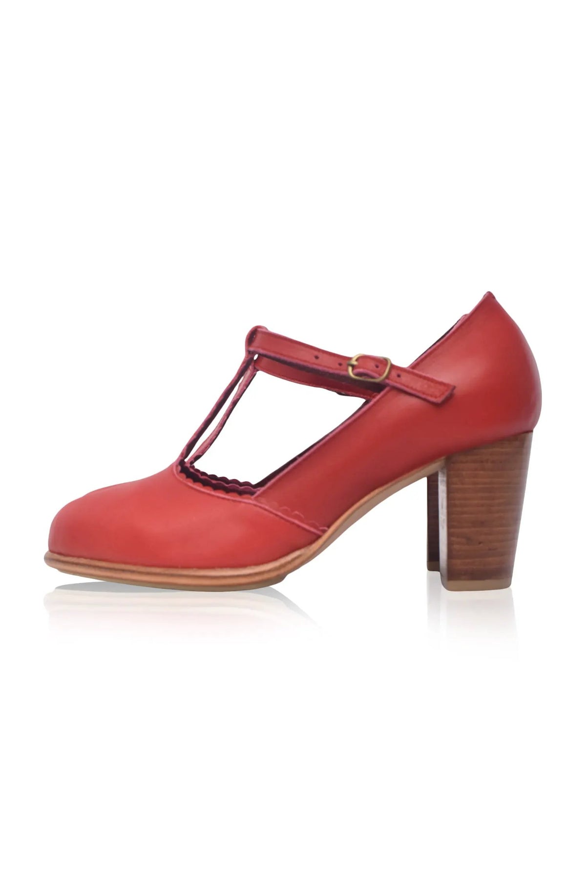 Dawn T-strap Leather Heels by ELF