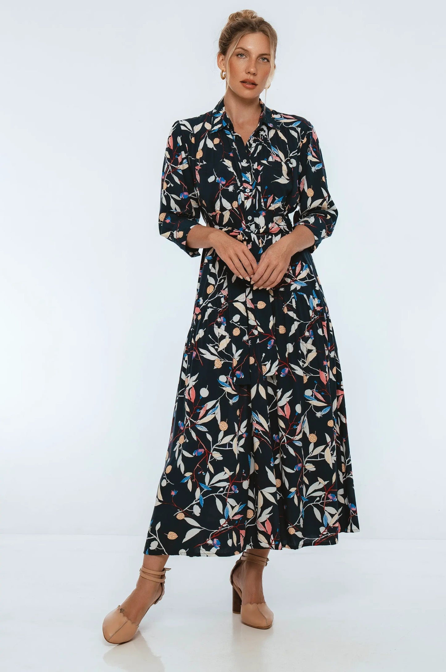 Evelina Long Sleeve Midi Dress by ELF