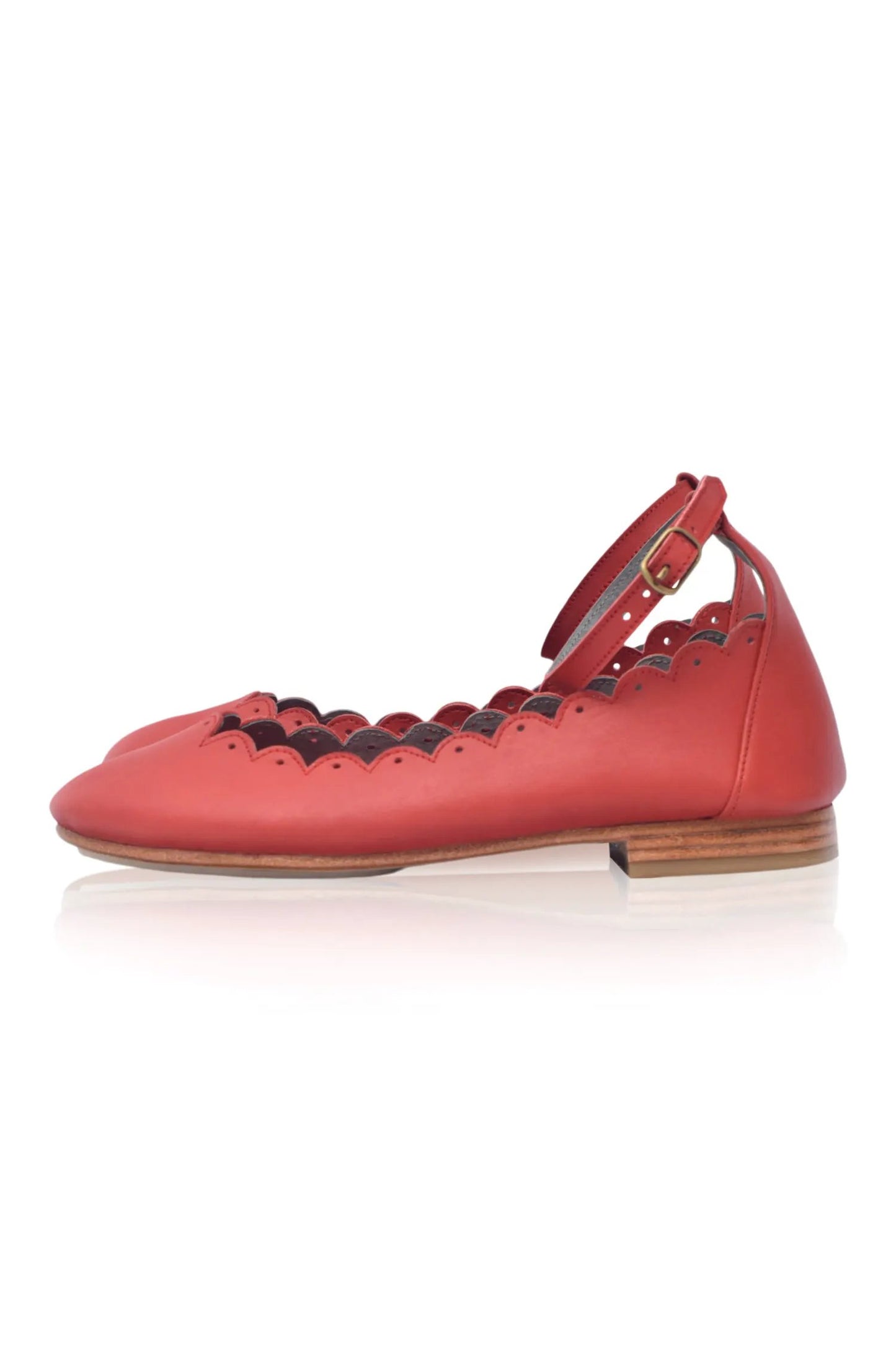 Fleur Scalloped Ankle Strap Flats by ELF