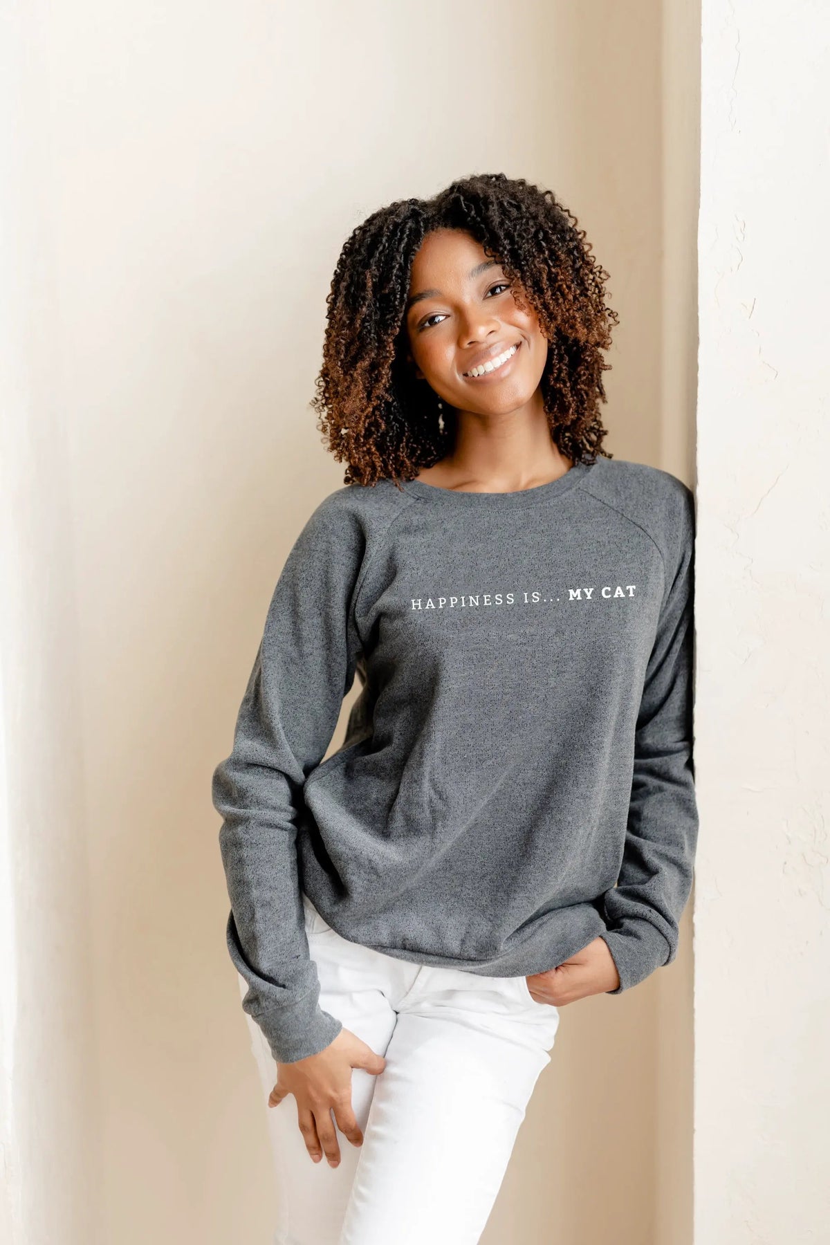 Women's My Cat Crew Sweatshirt, Charcoal by Pets Collection