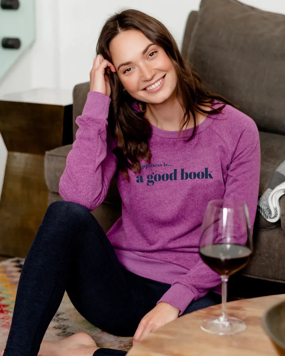 Women's Good Book Crew Sweatshirt, Plum by Books and Reading