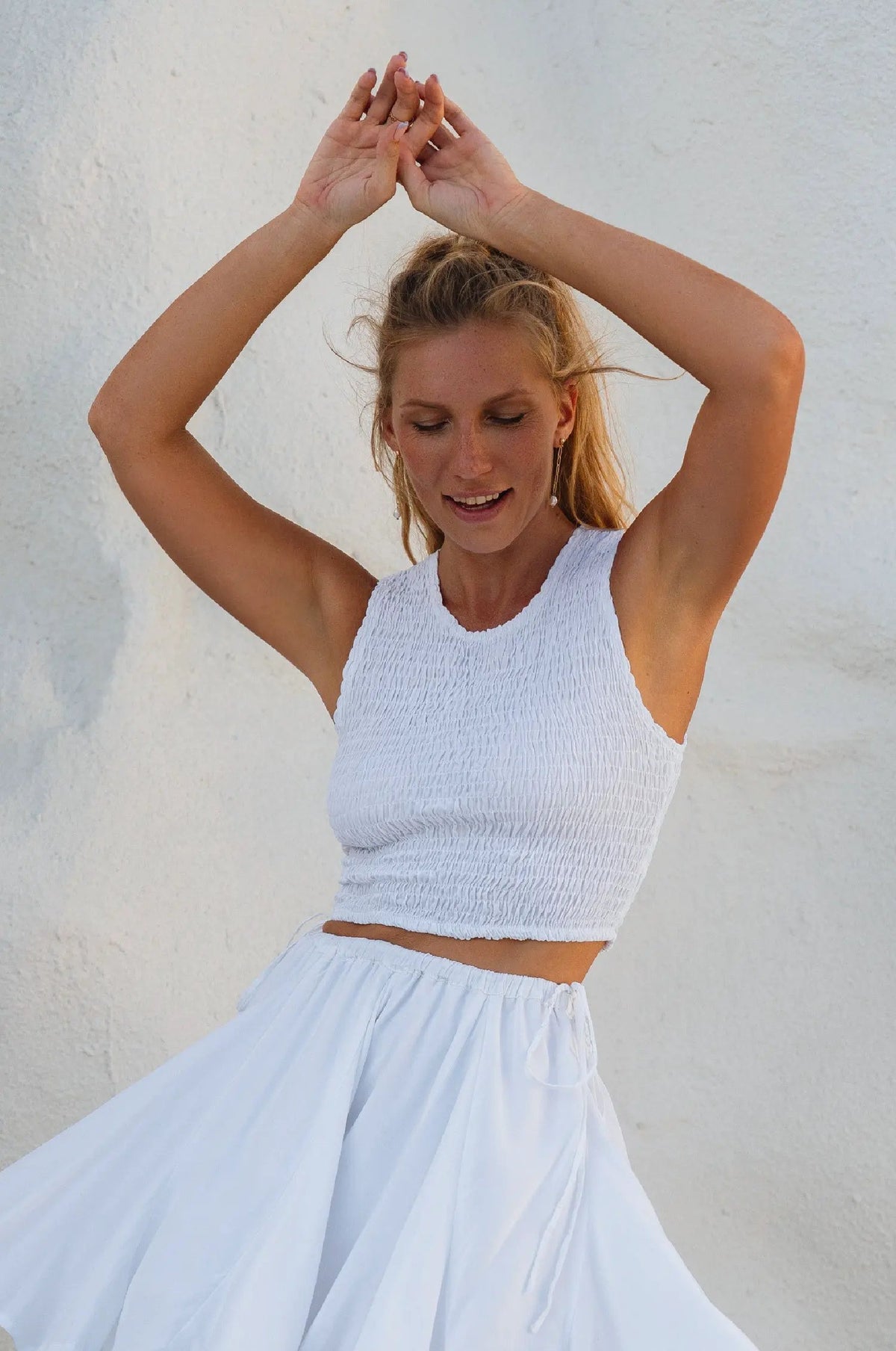 Island Days Smocked Cropped Top (Sale) by ELF