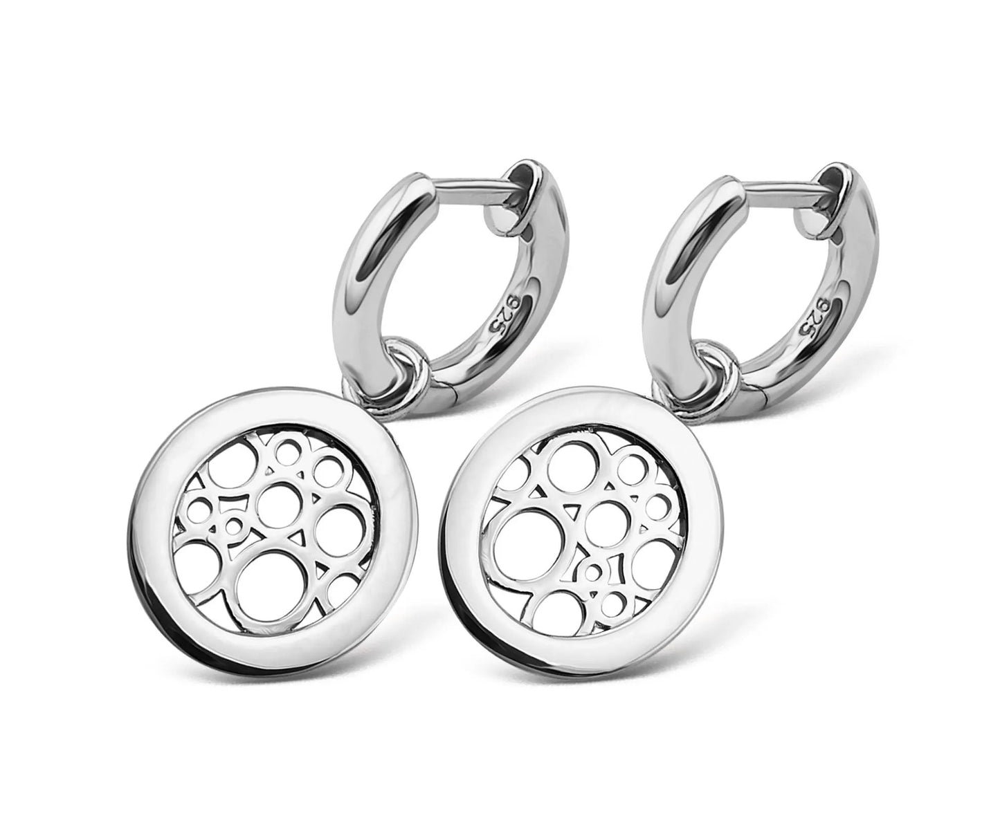Jwls4u Roundabout Hoop Earrings Silver 925 Rhodium Plated Ideal For Ear Party by Jwls4u