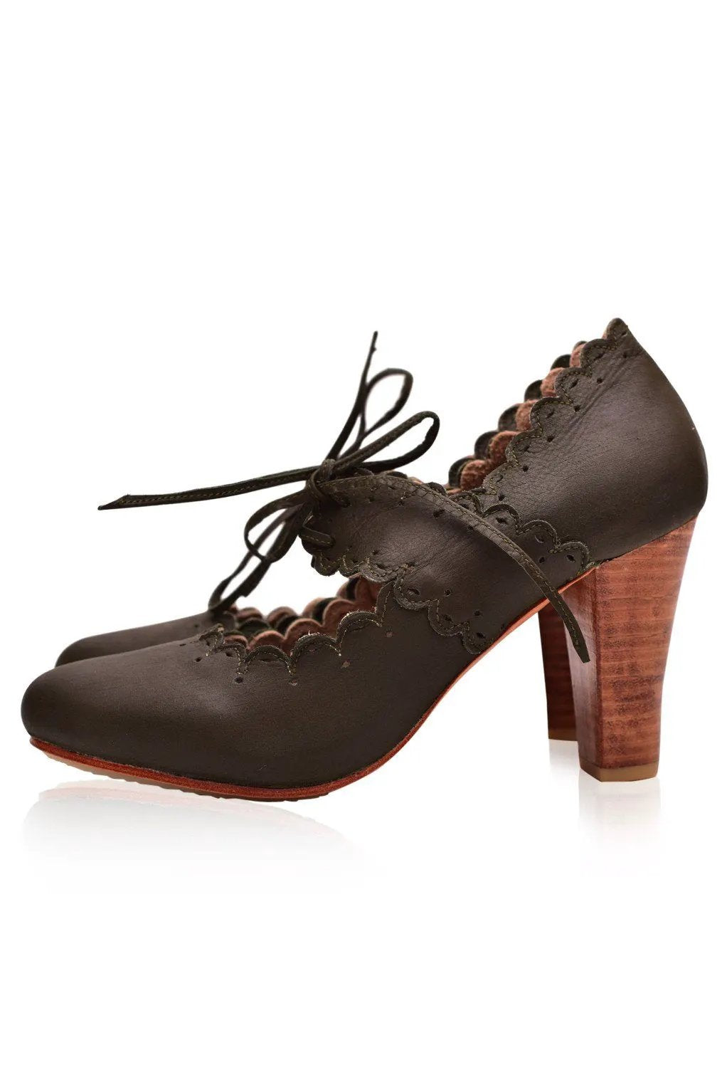 Paradise Bird Scalloped Leather Heels by ELF
