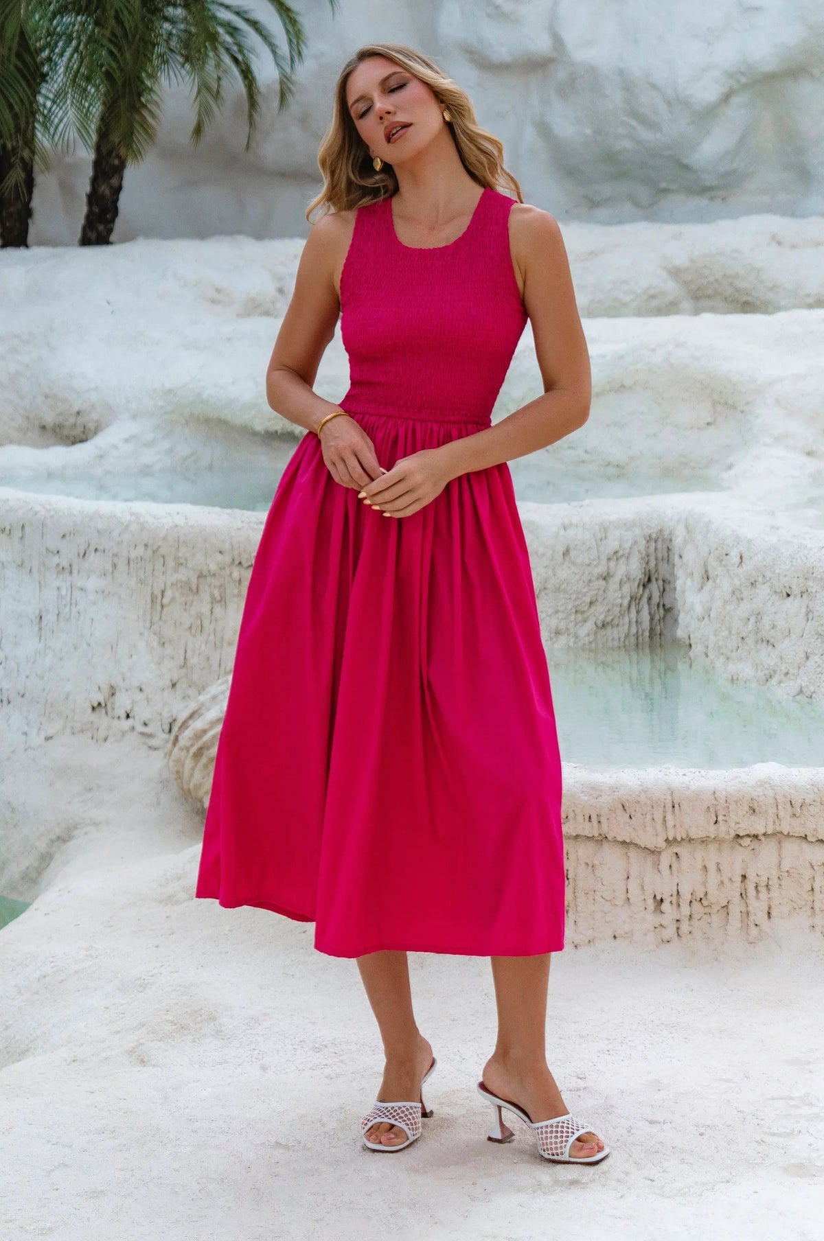 Lucciola Smocked Cotton Midi Dress by ELF