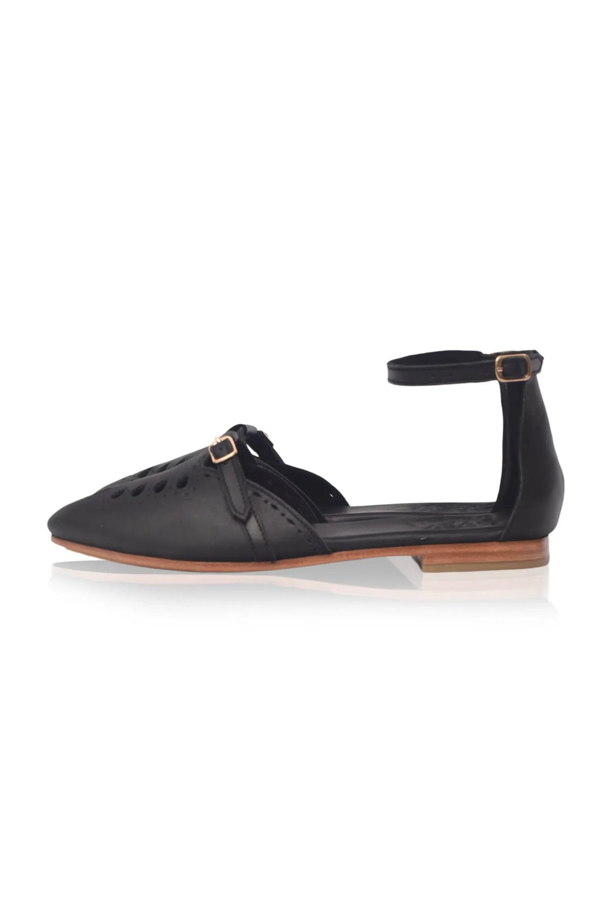 Lycette Pointed Toe Leather Flats by ELF