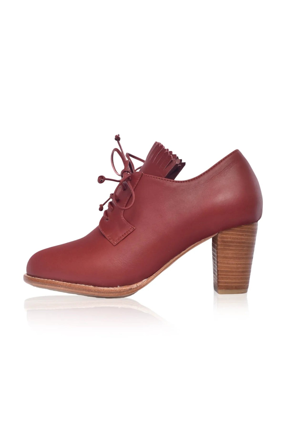 Lyon Lace-Up Leather Oxford Heels by ELF
