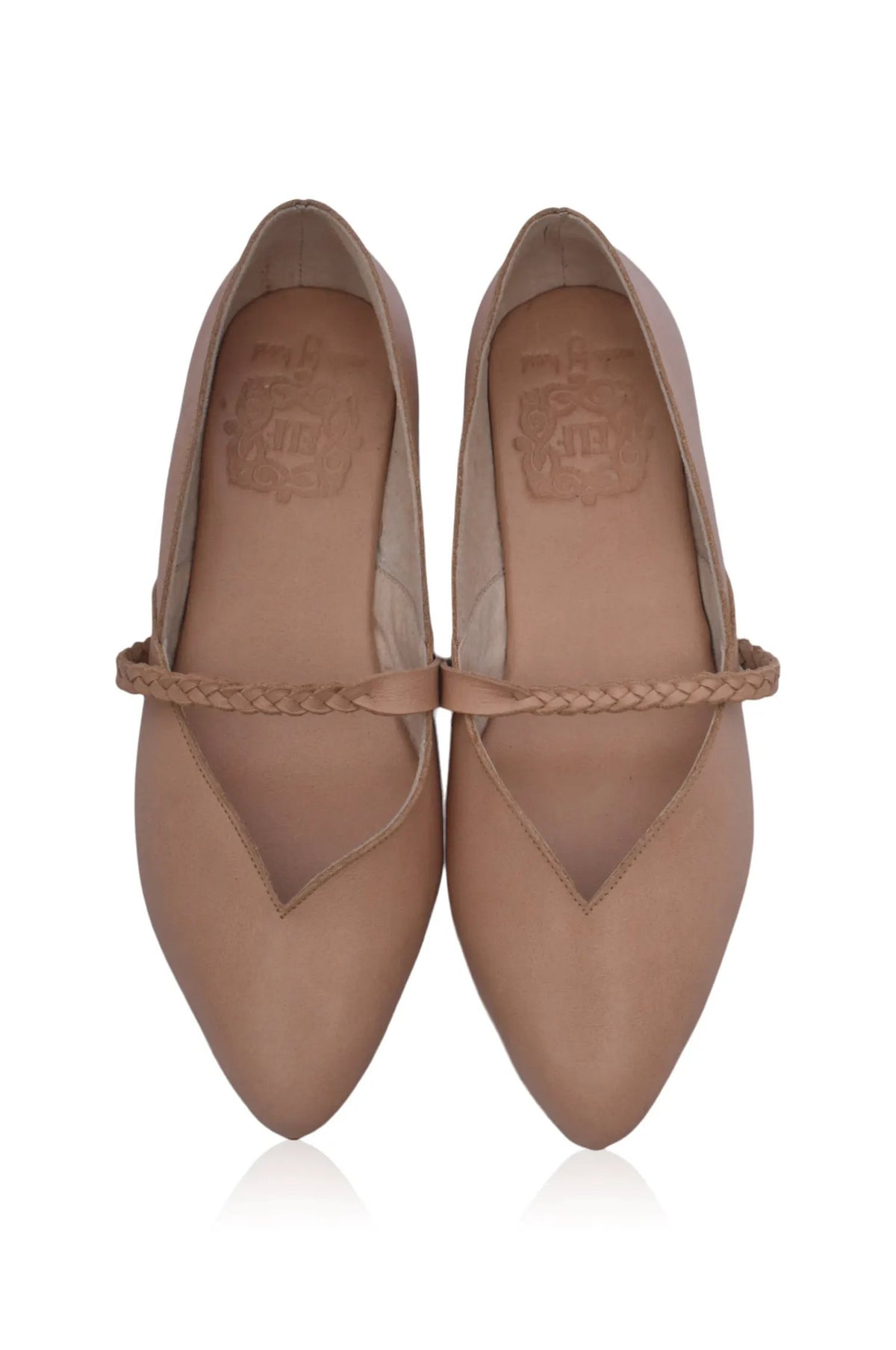New Love Braided Pointed Toe Leather Flats by ELF