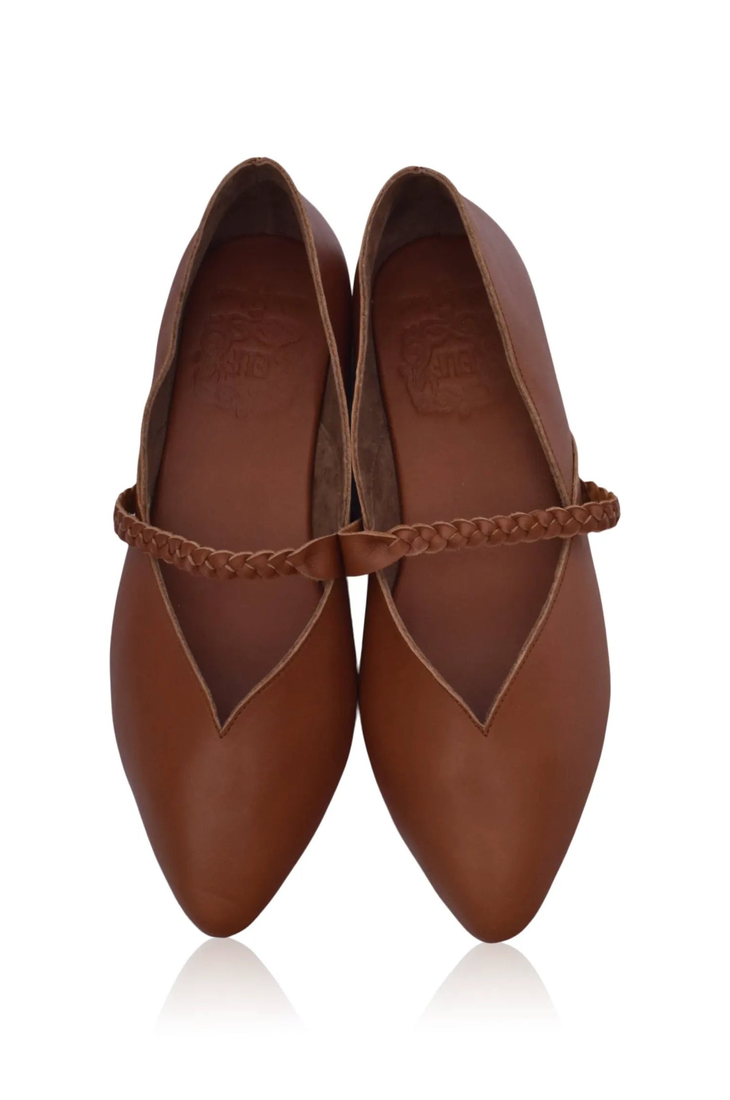 New Love Braided Pointed Toe Leather Flats by ELF