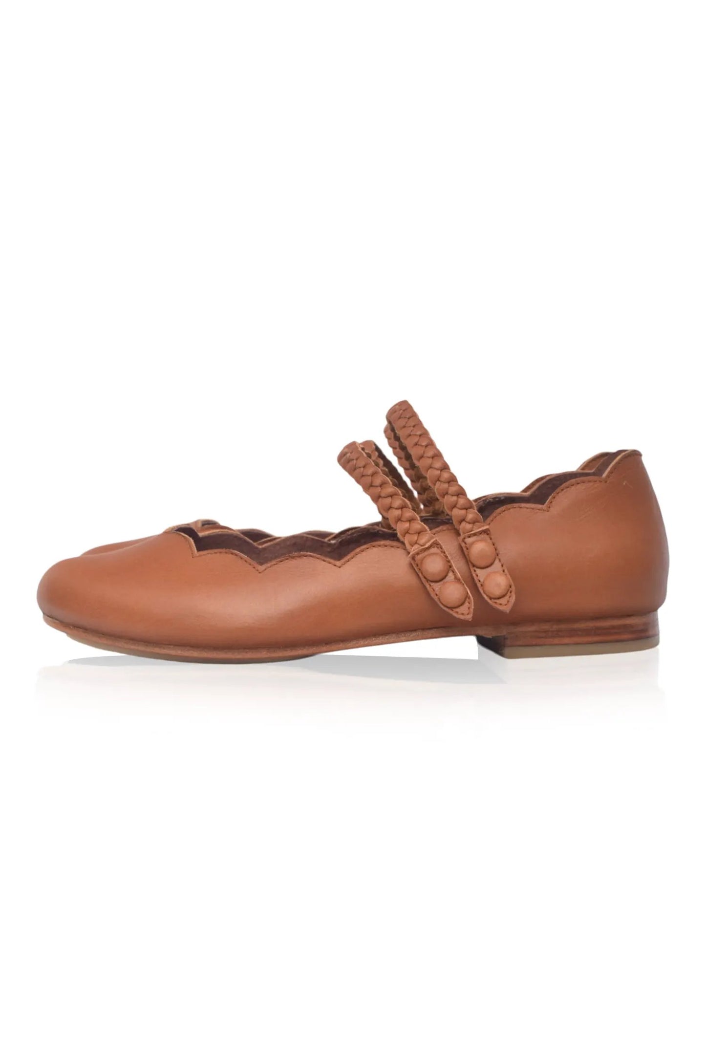 Prima Scalloped Leather Ballet Flats by ELF