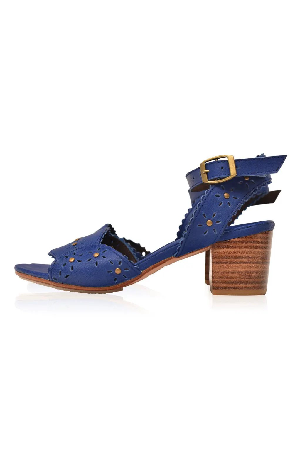 Paloma Scalloped Leather Heel Sandals by ELF