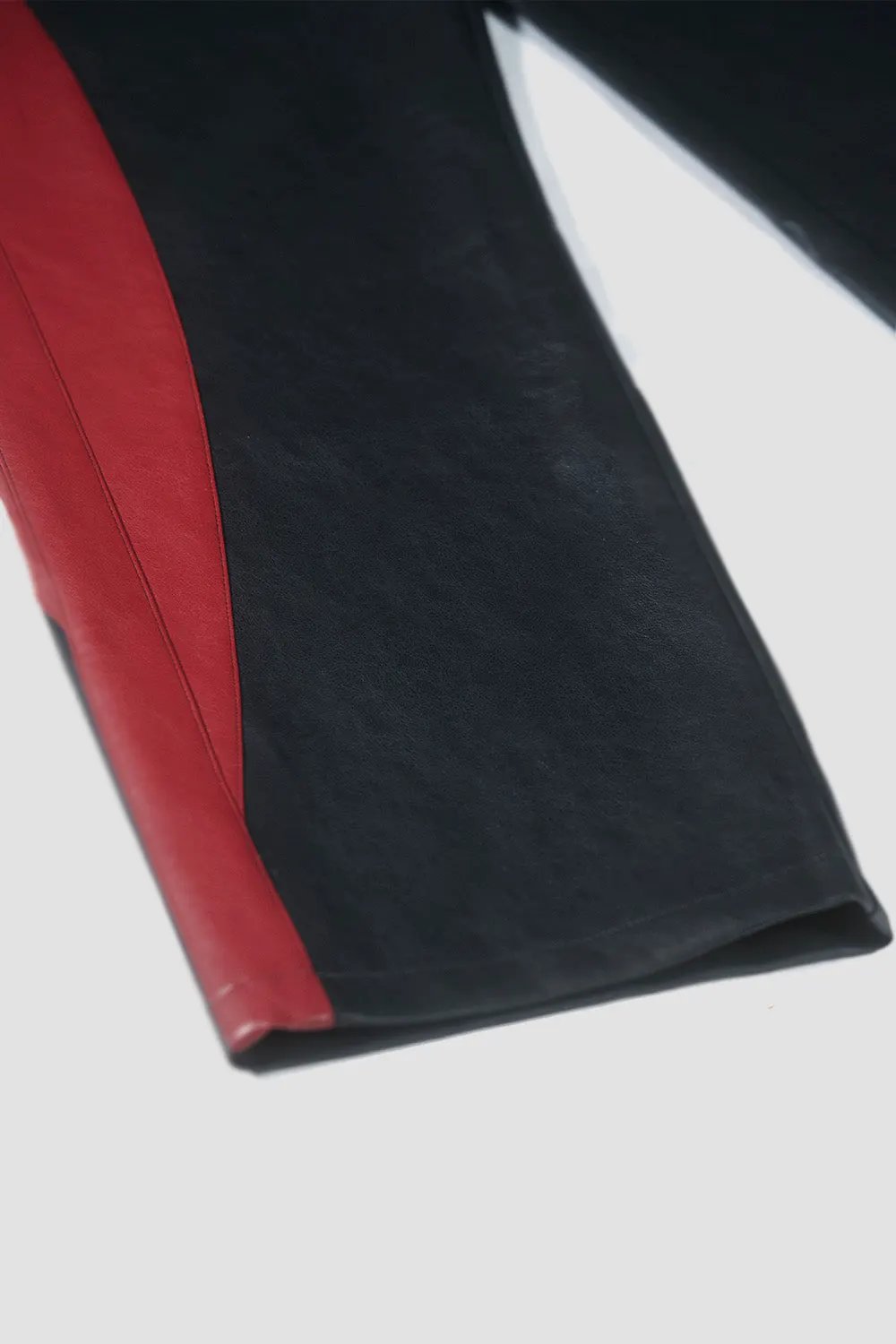 Panel Contrast Vegan Leather Pants by Hideout