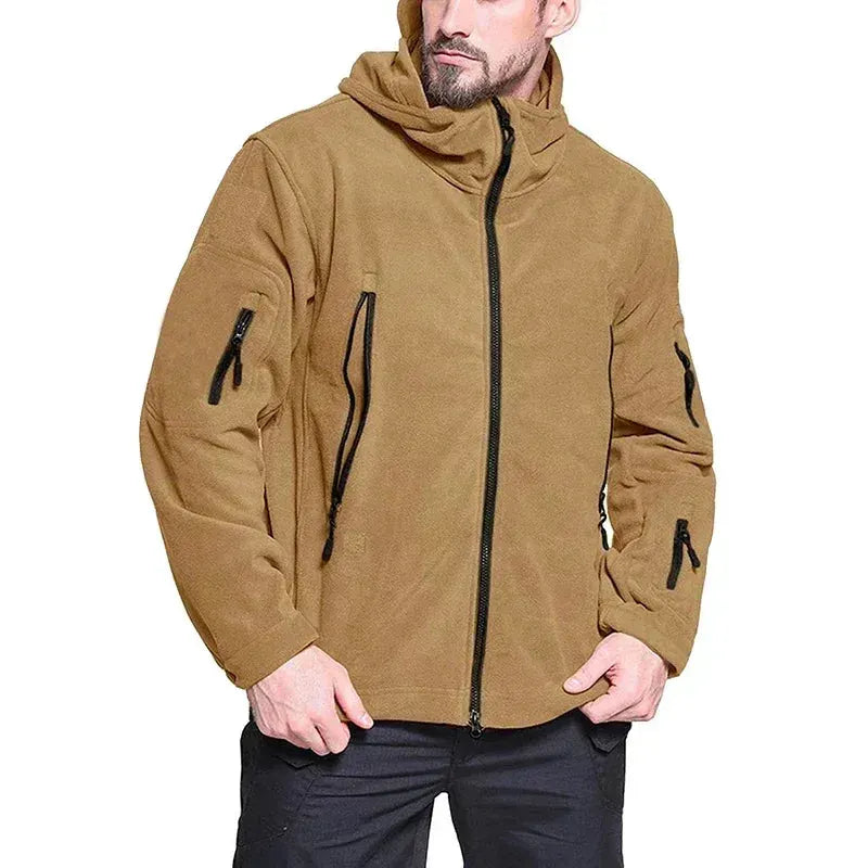 Winter Hunting Fleece Jacket Men Warm Polar Outdoor Hoodie Jacket Multi-Pocket Casual Full Zip Sport Hiking Coat by Vimost Shop