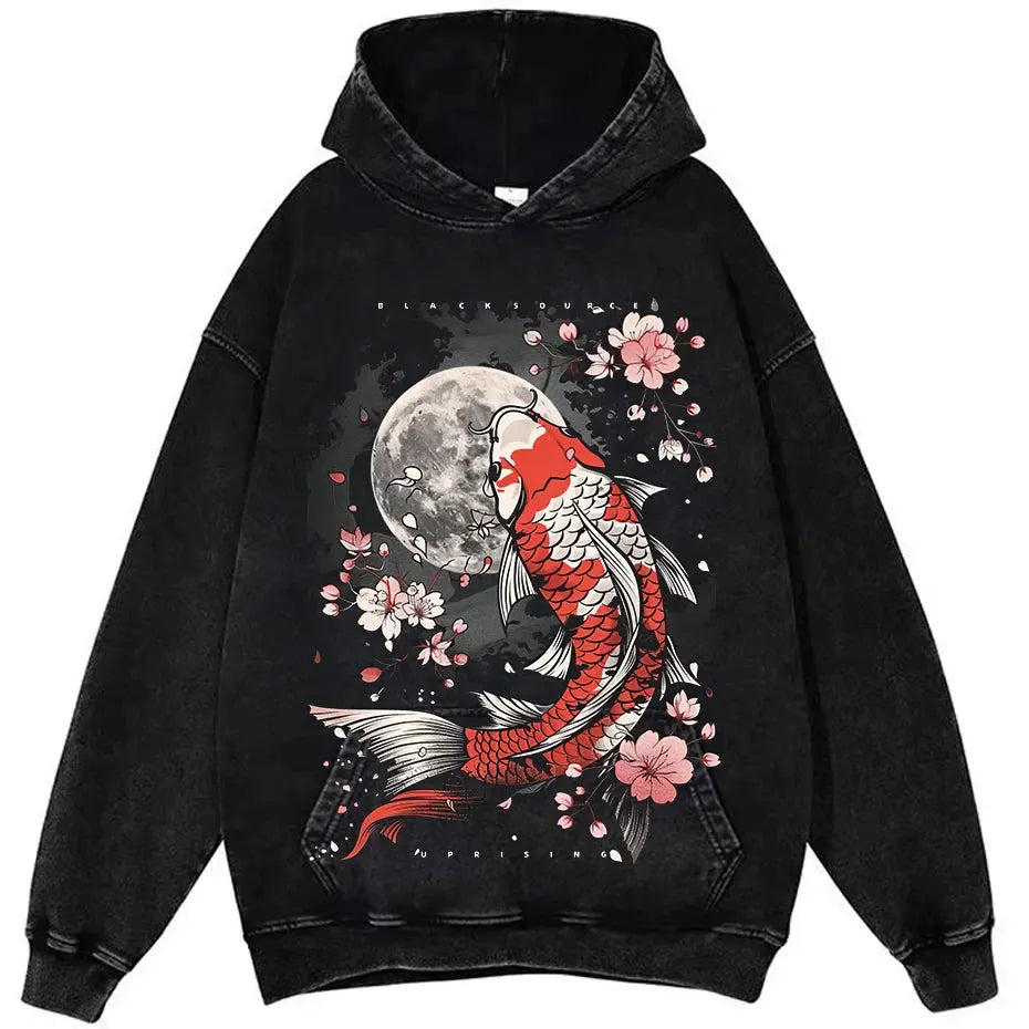 Mens Cotton Goldfish Print T Shirt Summer Loose Casual Short Sleeve by Vimost Shop