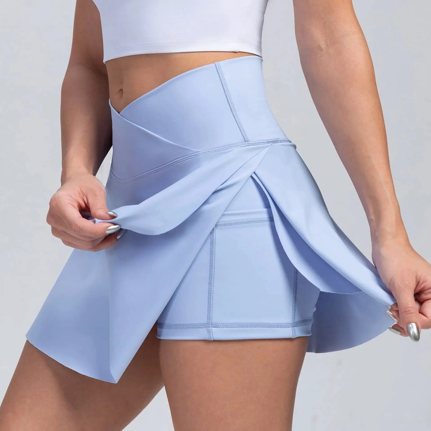 Women Pleated Tennis Skirt with Pockets Shorts Athletic Skirts Crossover High Waisted Athletic Golf Skorts Workout Sports Skirts by Vimost Shop