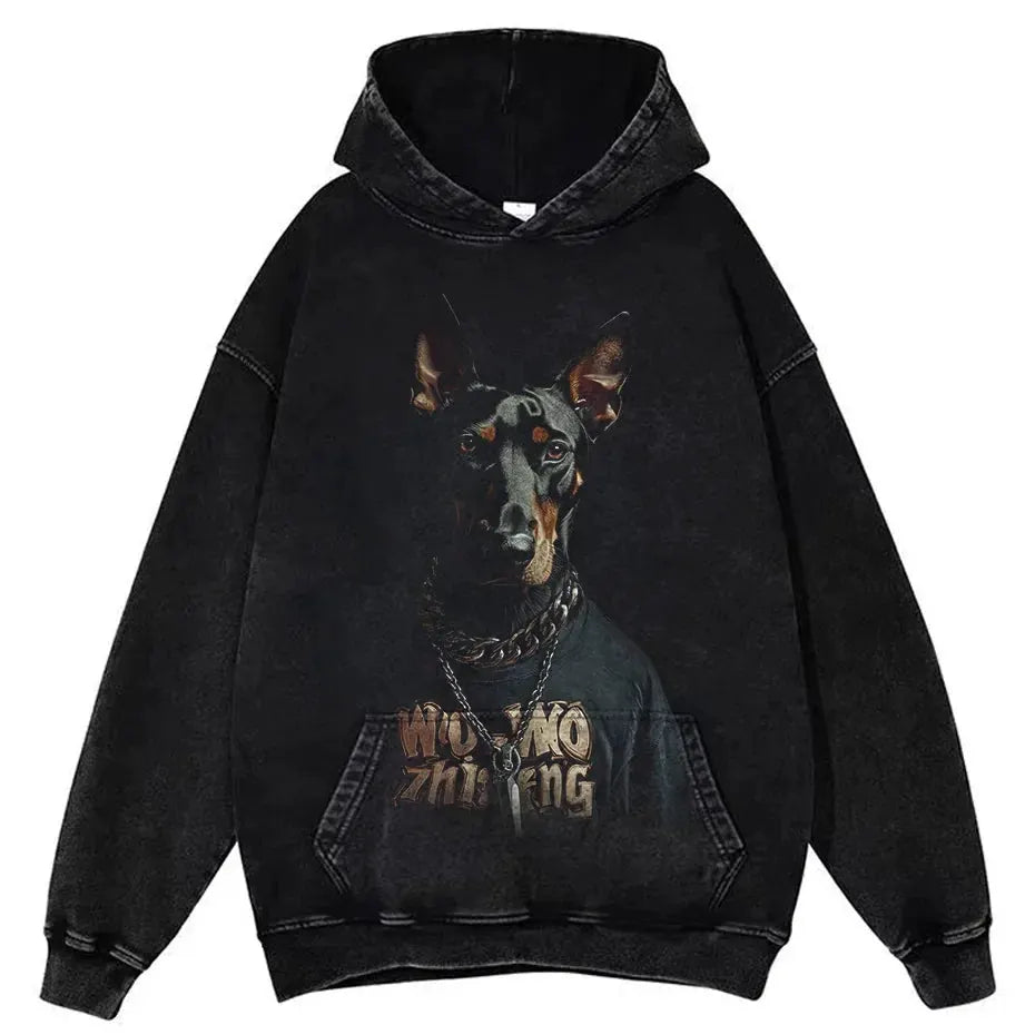 Retro Rottweiler Doberman Streetwear Tee – Vintage Hip Hop Gothic by Vimost Shop